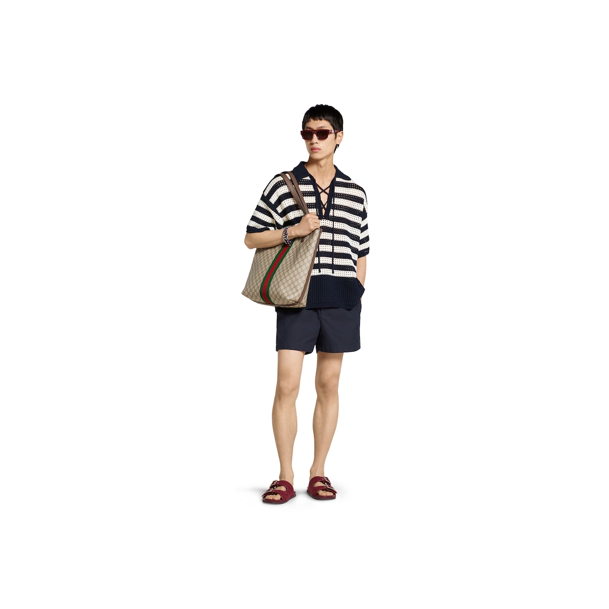 Oxford cotton shorts with embroidery