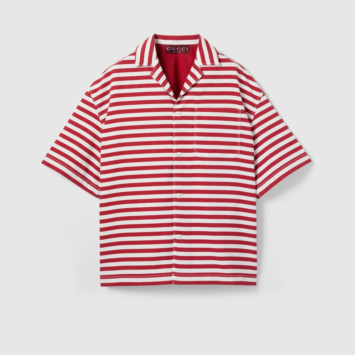 グッチシャツ Printed GG cotton jacquard shirt in red and white | GUCCI® US