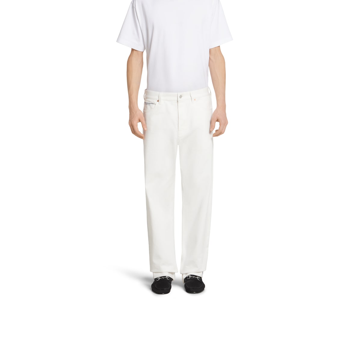 GUCCI ホワイトデニム Cotton selvedge denim pant in white | GUCCI® US