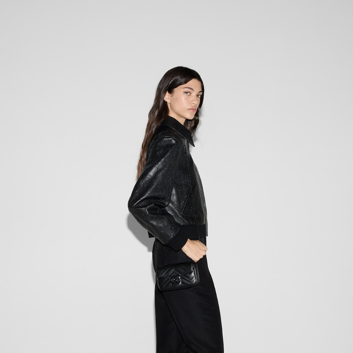 GG Marmont super mini bag in black leather | GUCCI® TR