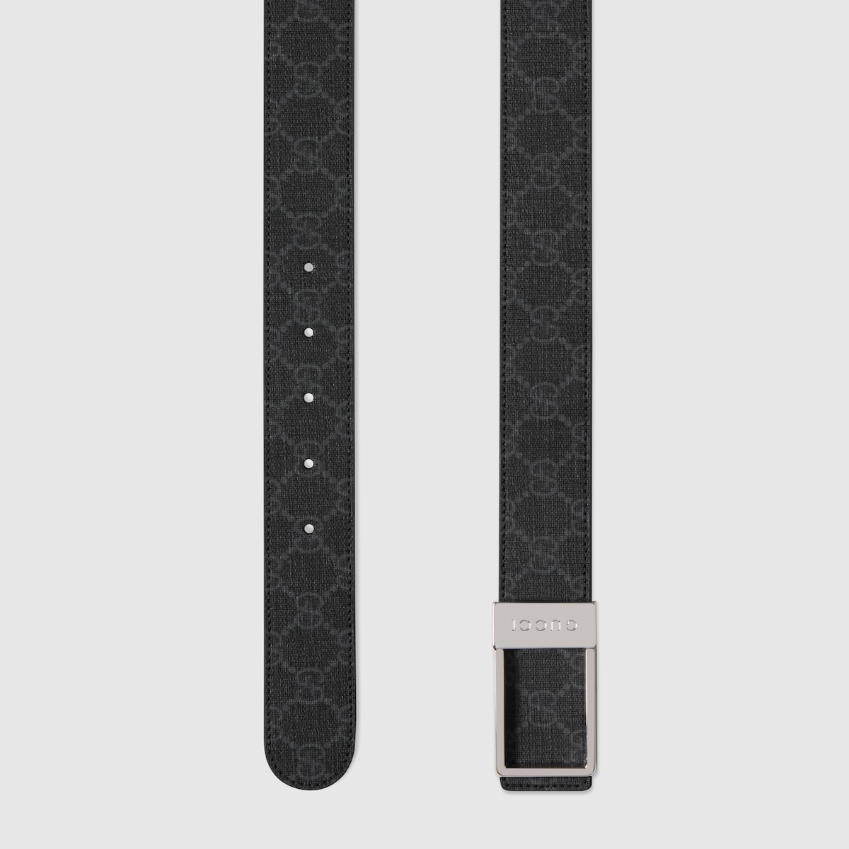 レクタングル バックル付き リバーシブル ベルト ・ブラック GG