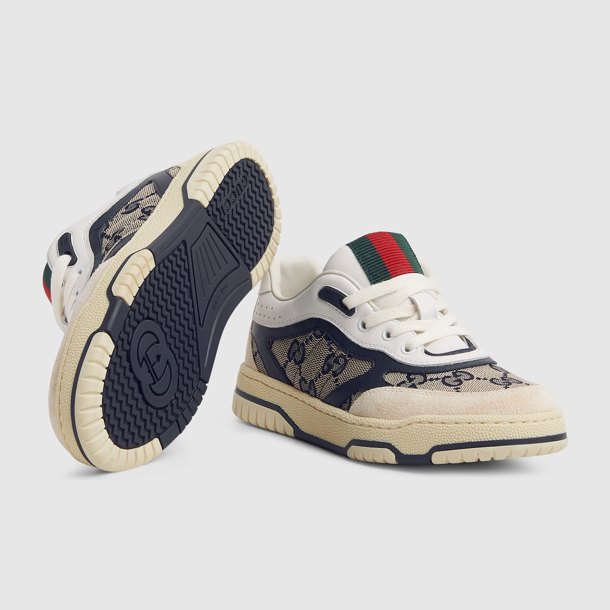 Children's Gucci Re-Web sneaker in white leather