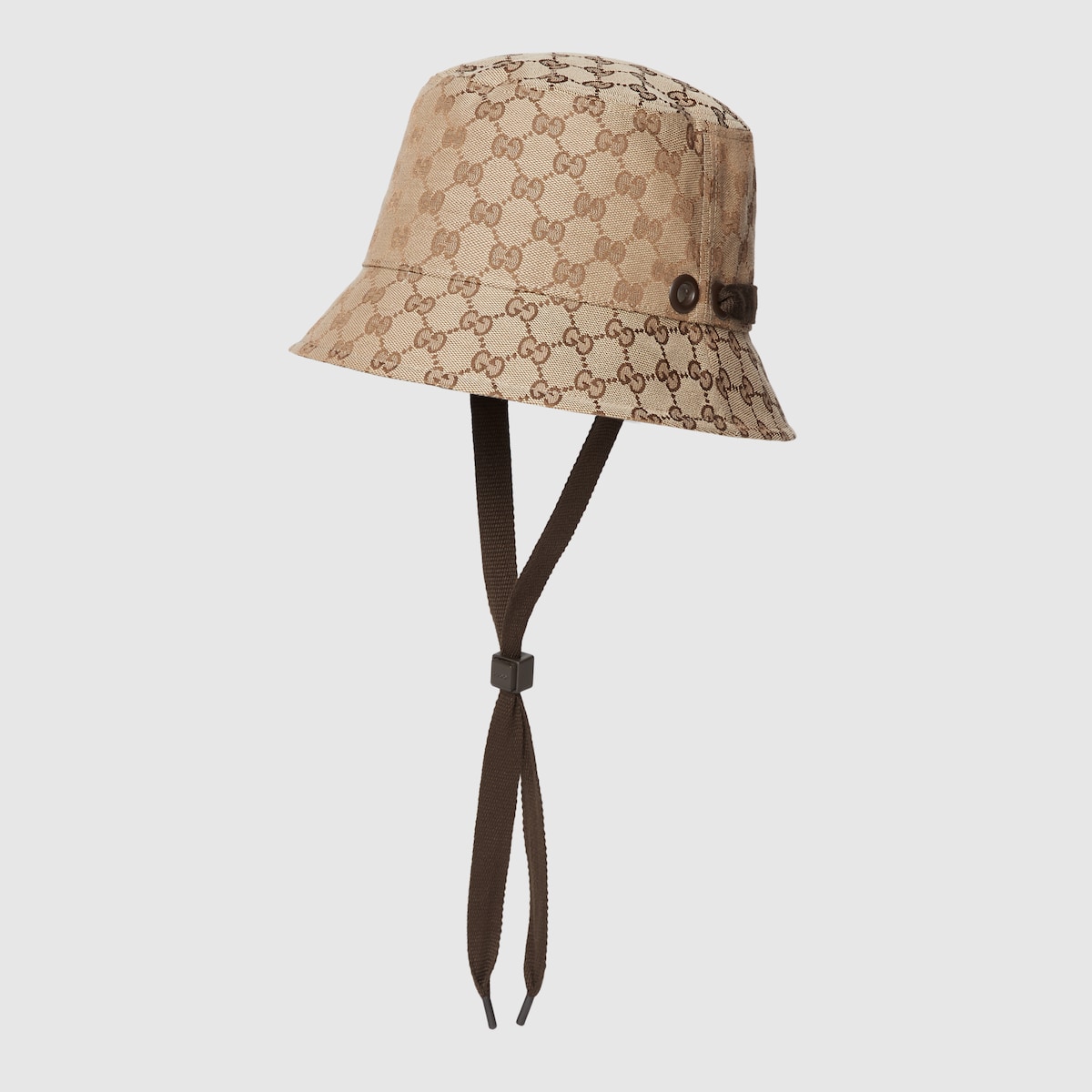 グッチ Bucket Hat GG GG canvas bucket hat with tie in beige and dark brown