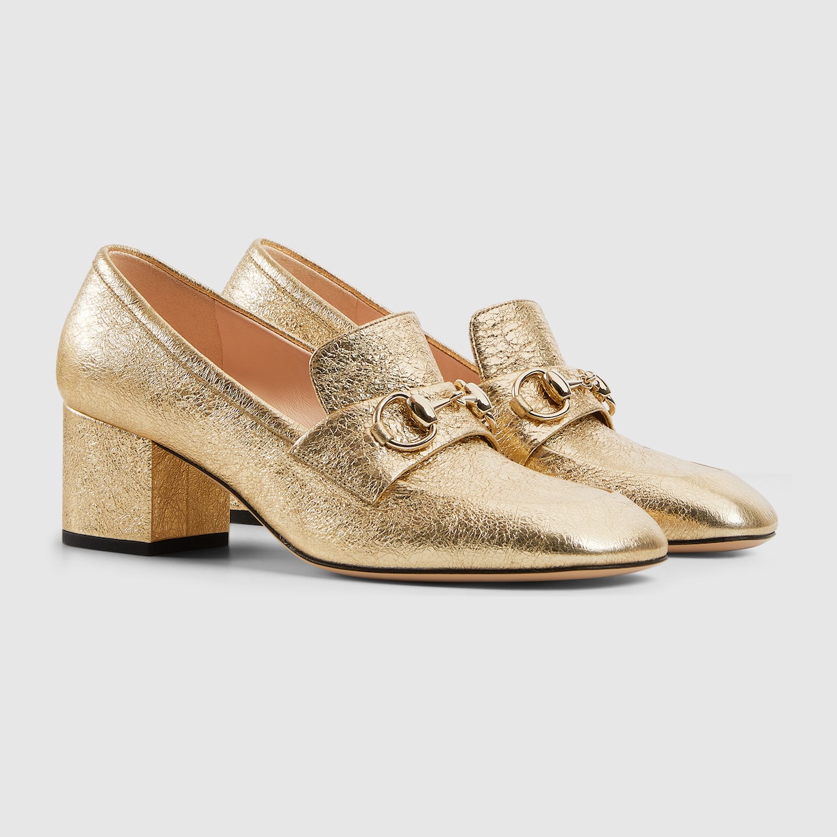 靴 Gucci Gold-Bid Leather Loafers 6 1/2B Gucci women shoes horsebit loafer red suede gold metal size