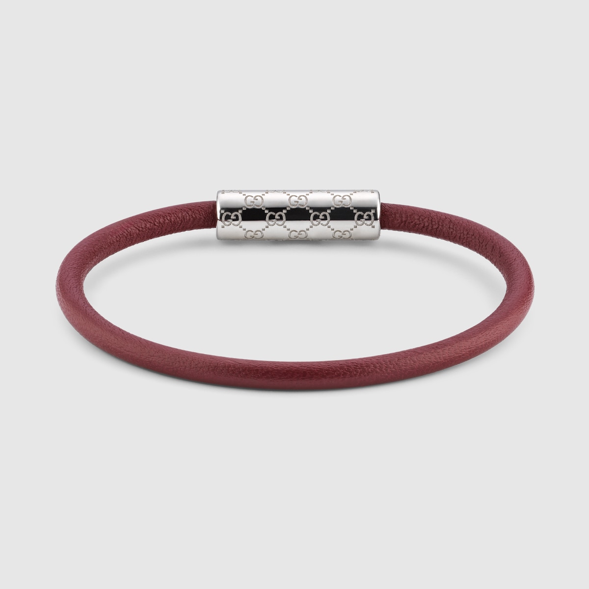 Bracelet with GG detail in Rosso Ancora red leather | GUCCI® US