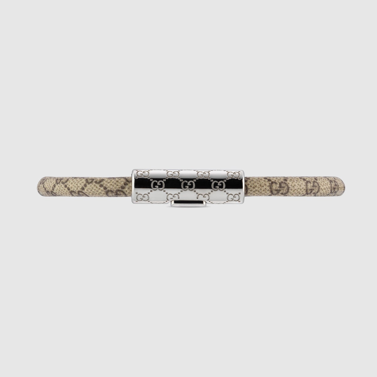 GUCCI GGパターン ブラウンレザーベルト Armband mit GG Detail in beigefarbener und brauner GG