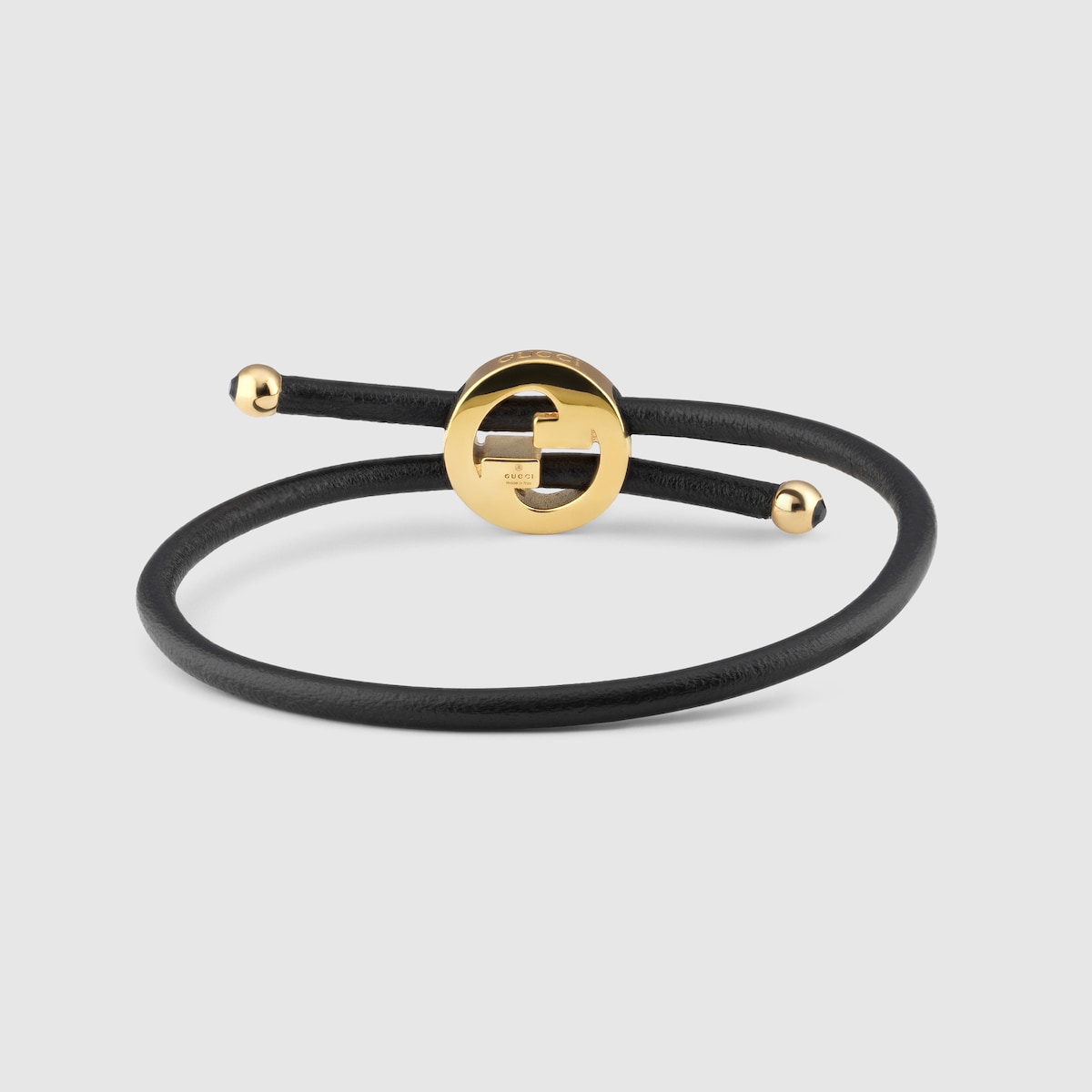 Bracelet with enamel Round Interlocking G in brown leather - thumbnail 6