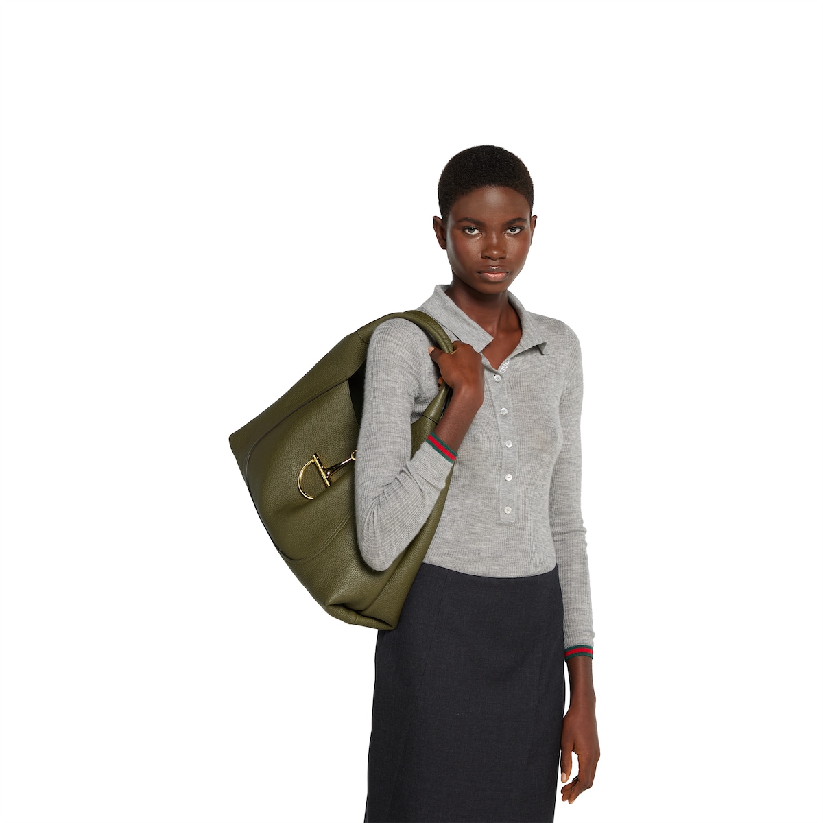 グッチ ソフトビット〕マキシ ショルダーバッグ ・フォレスト