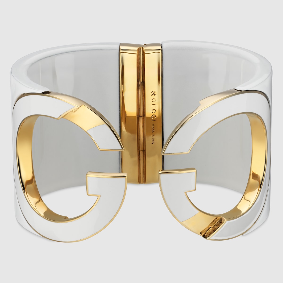 Gucci Interlocking cuff bracelet in white resin | GUCCI® US