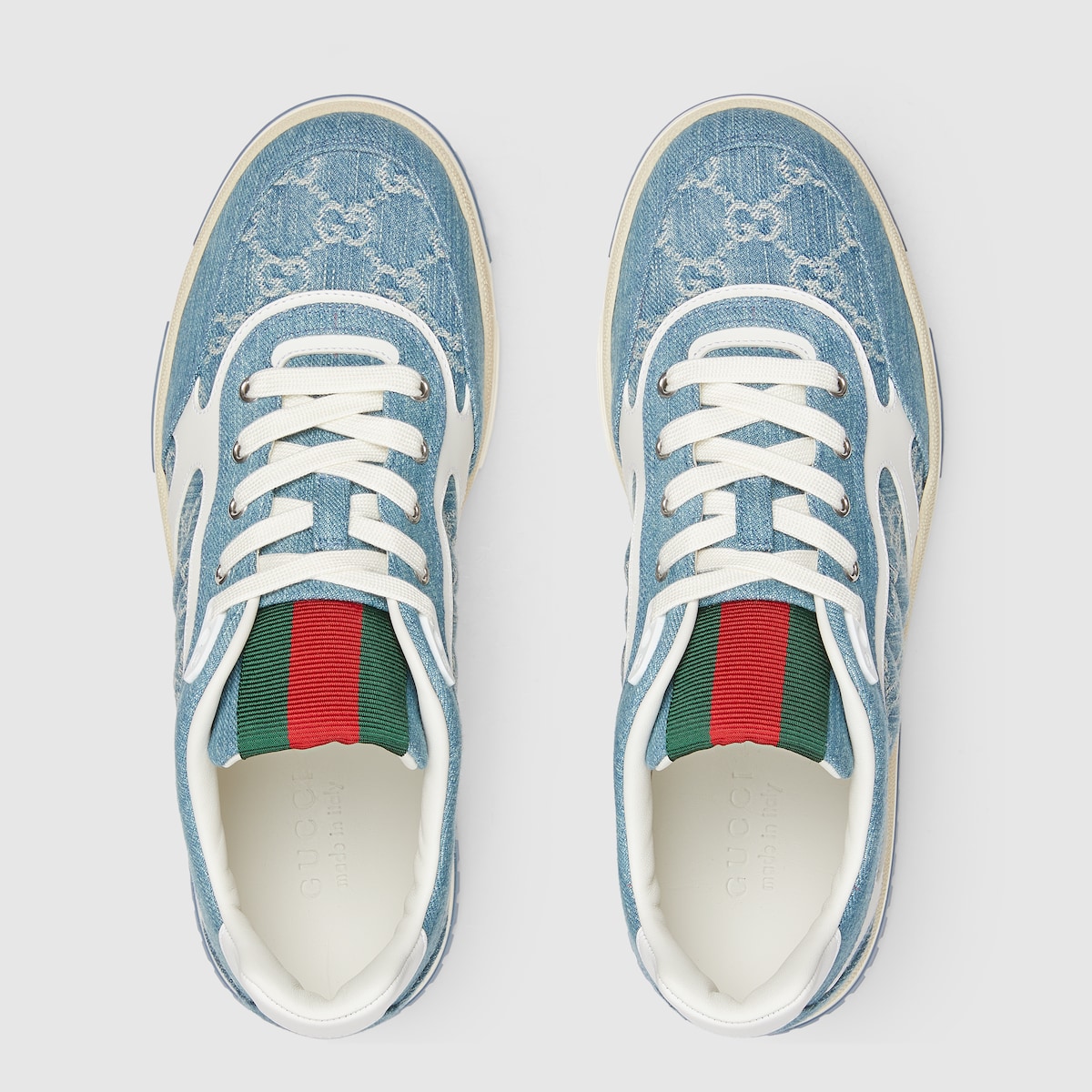 スニーカー GUCCI RE-WEB SNEAKERS Men's Gucci Re-Web sneaker in beige and blue GG canvas