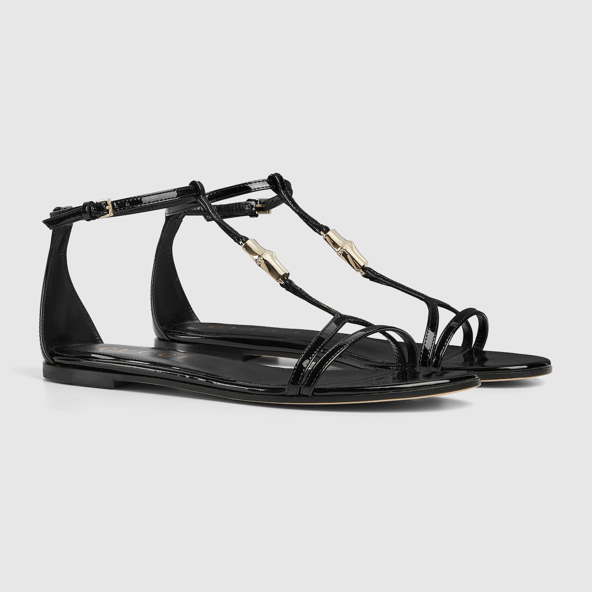 Women's thong sandal with Bamboo in black leather | GUCCI® US