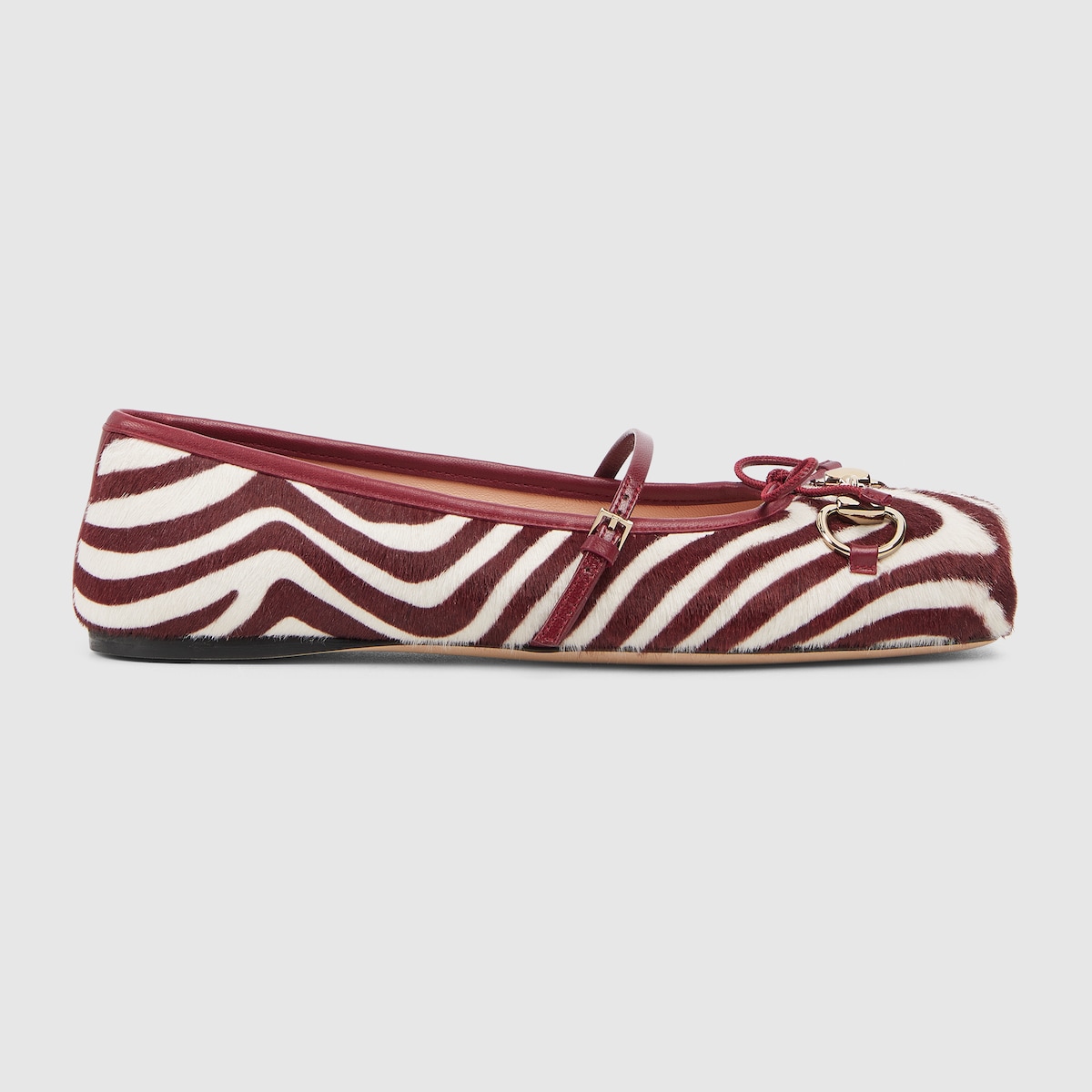 Women's Gucci Horsebit ballet flat in white and Rosso Ancora