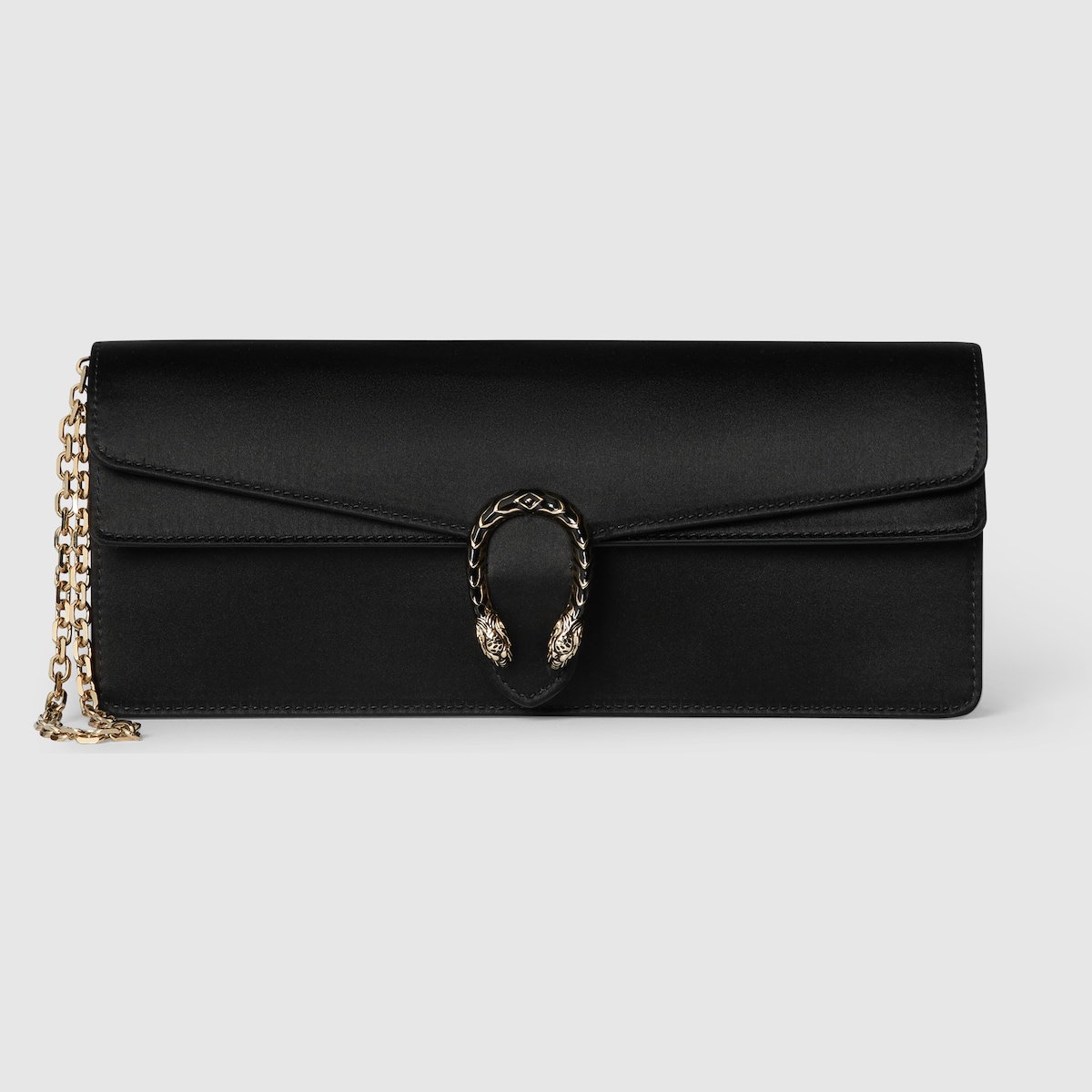 【GUCCI】dionysus embellished textured-satin クラッチ Dionysus clutch in black silk satin | GUCCI® US