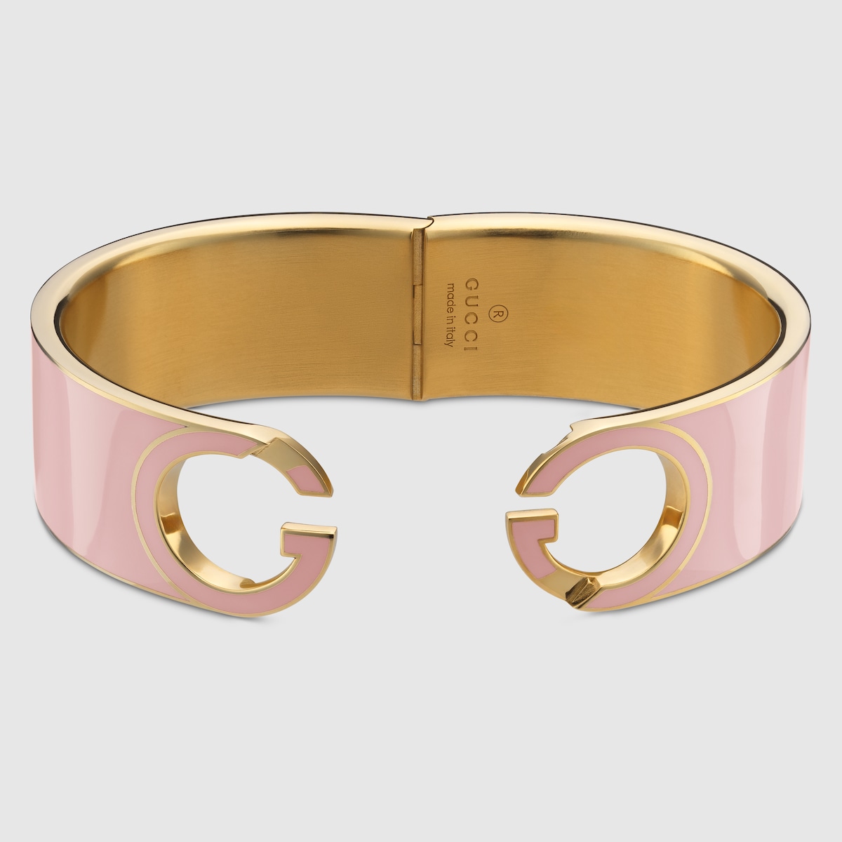 Gucci Interlocking enamel cuff bracelet in yellow gold-toned