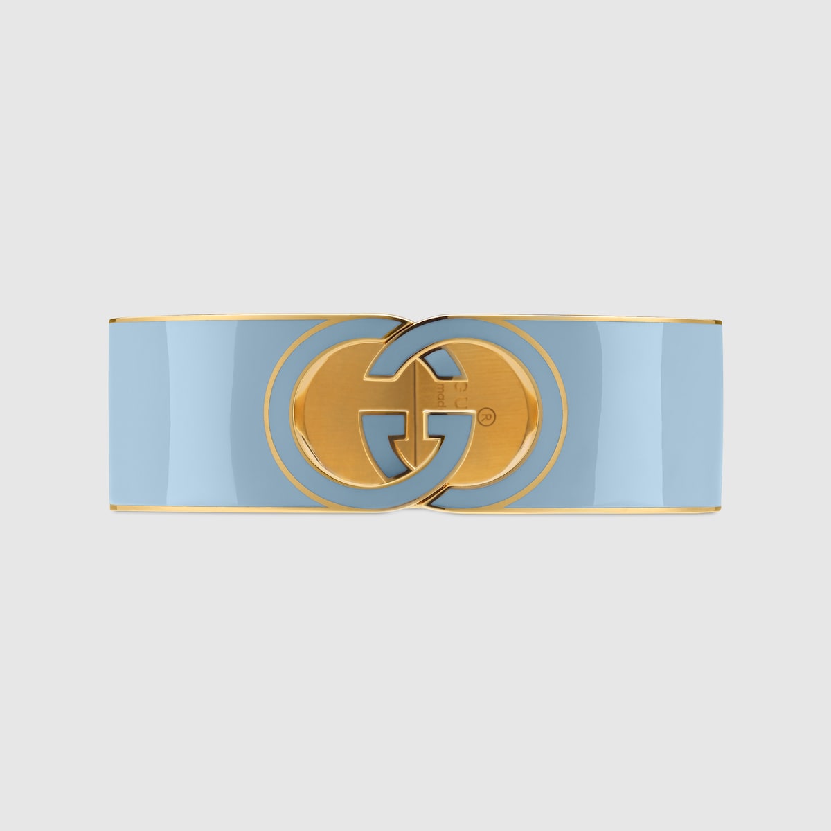 GUCCI エングレーブデザイン バングル Gucci Interlocking enamel cuff bracelet in yellow gold-toned