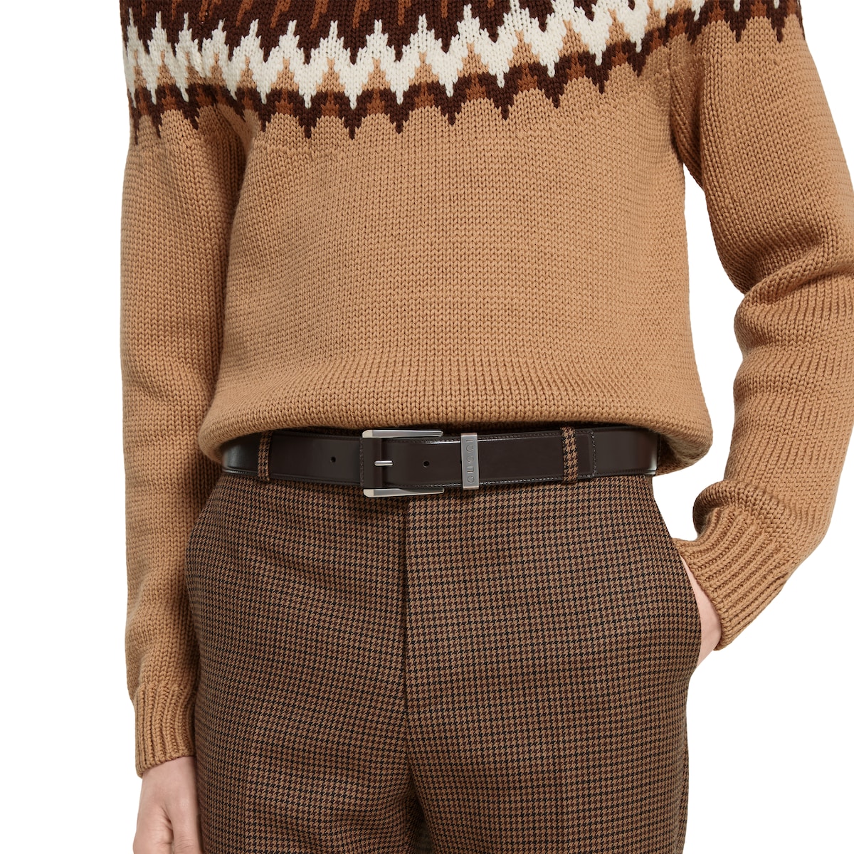 【GUCCI】BELT WITH SQUARED BUCKLE●8351940YA0N1000 Belt with squared buckle in dark brown leather | GUCCI® US