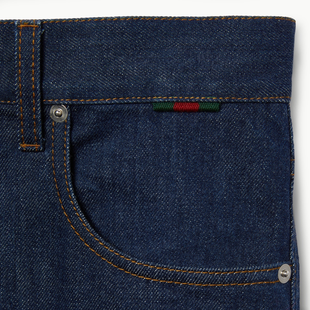 デニム・ジーパン GUCCI BLUE COTTON DENIM JEANS Slim fit cotton denim pant in dark blue | GUCCI® US