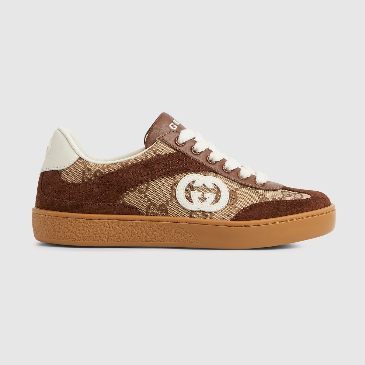 Children's G74 sneaker in beige and dark brown canvas - thumbnail 5