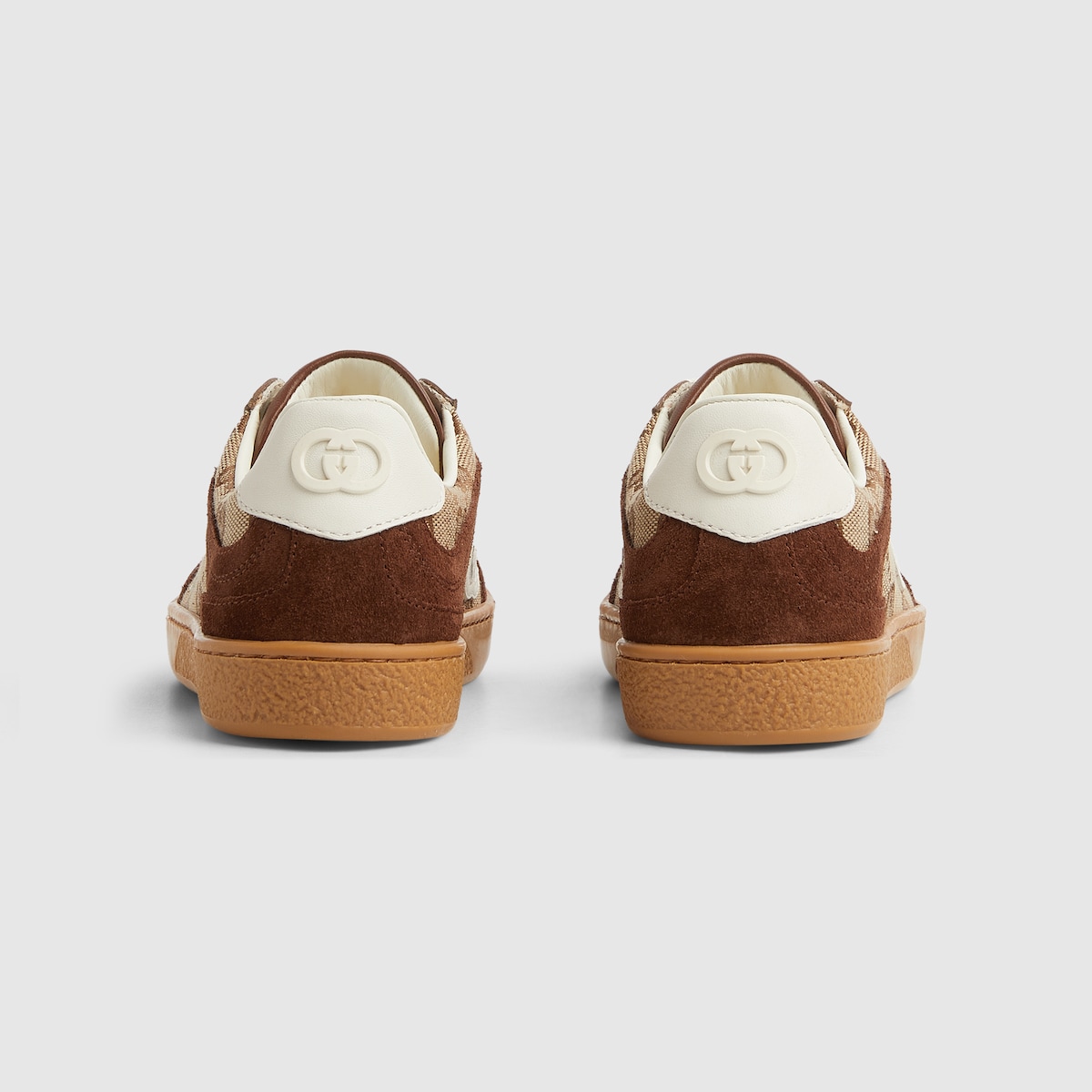 Children's G74 sneaker in beige and dark brown canvas - thumbnail 4