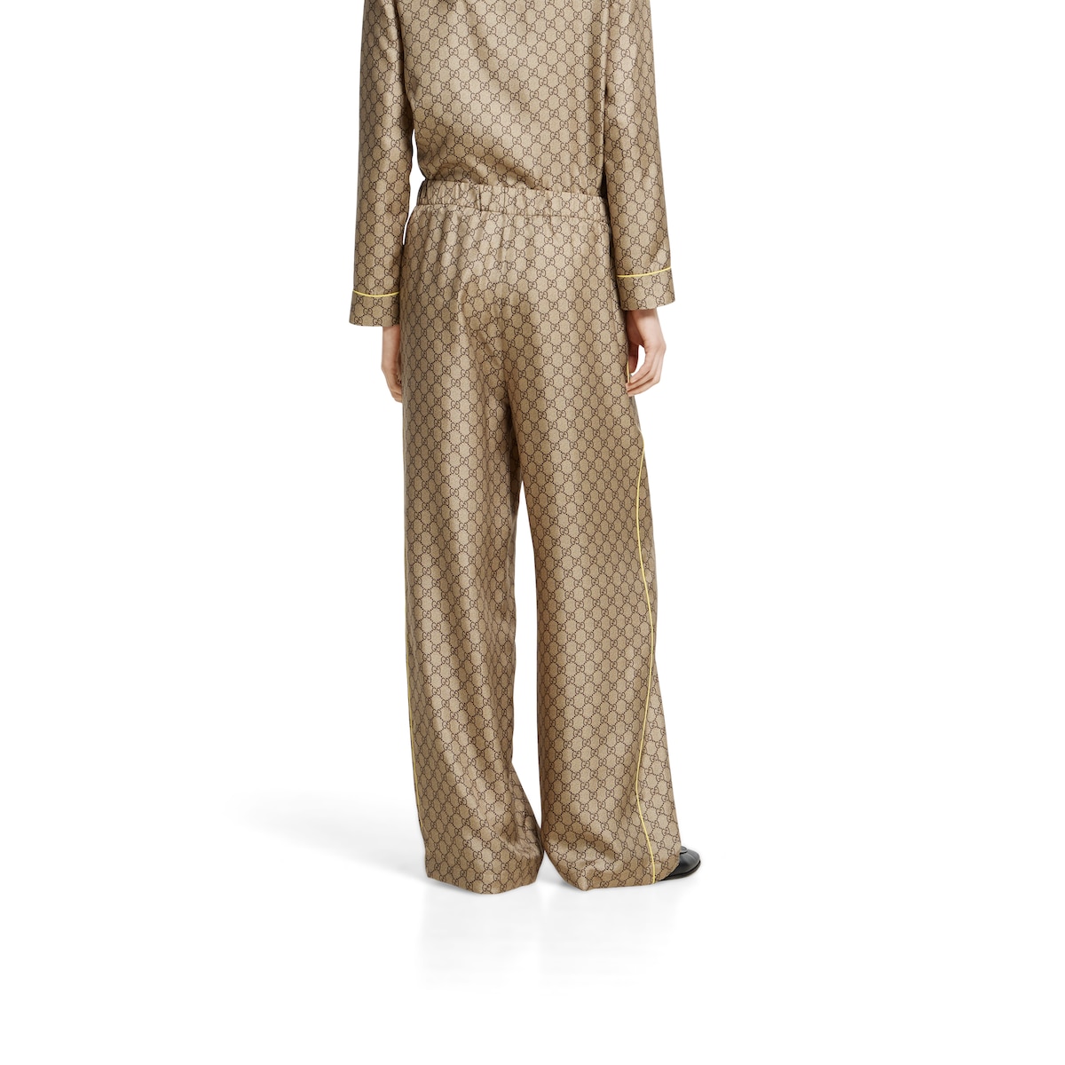 GG silk twill pants with print