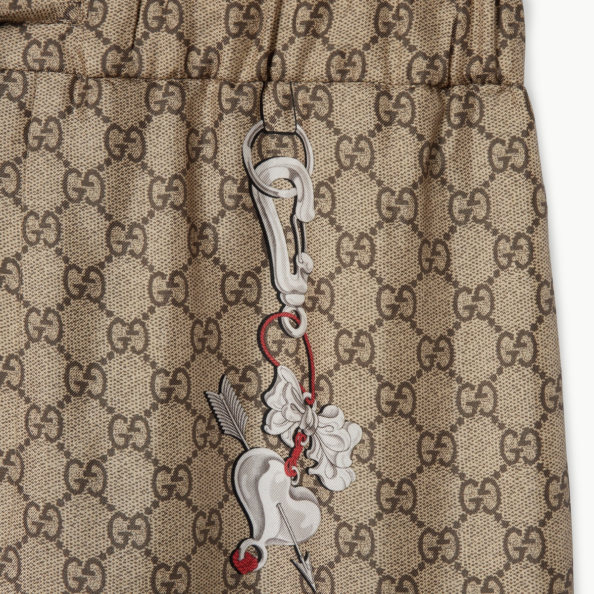 GG silk twill pants with print