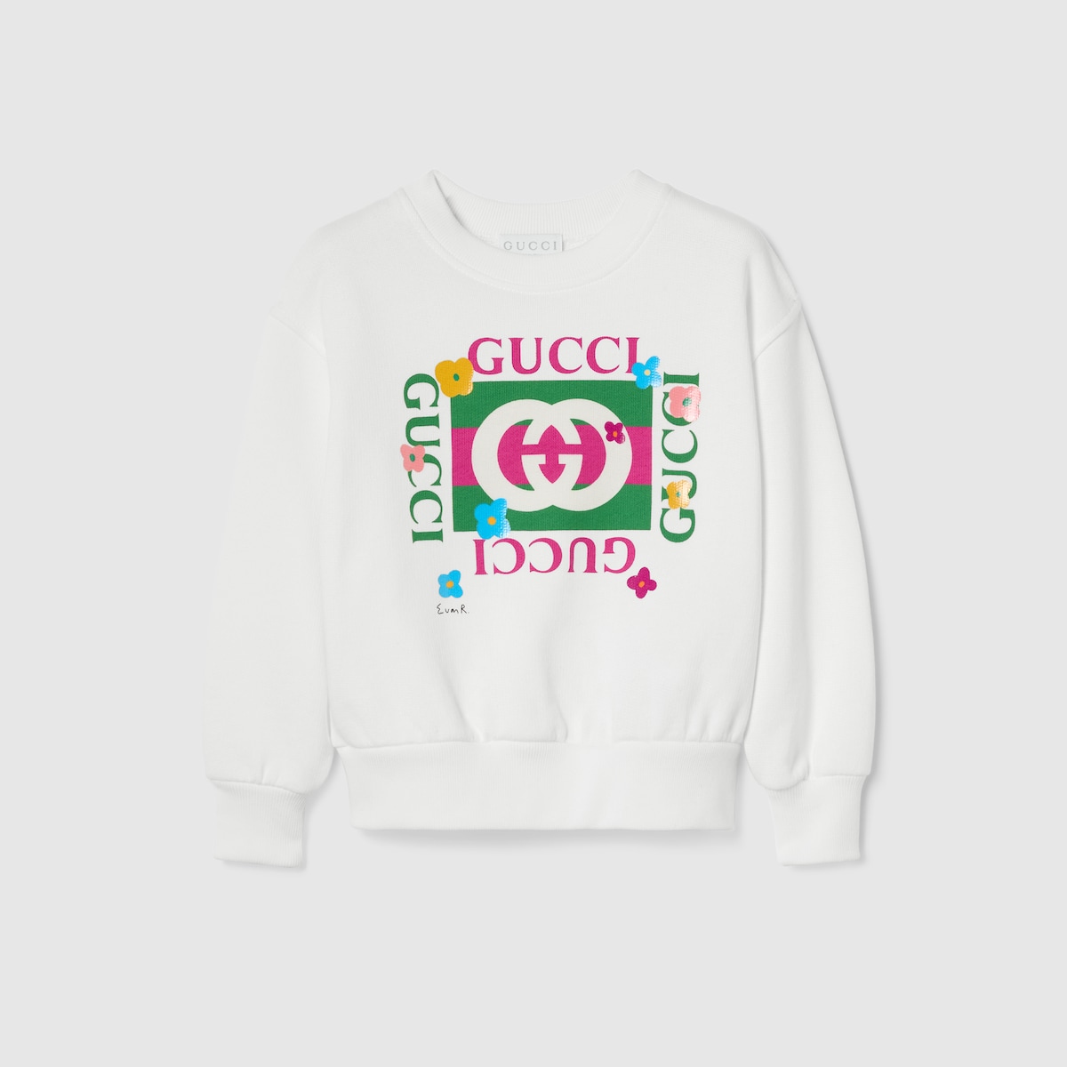 Children's cotton sweatshirt with print in white - thumbnail 3