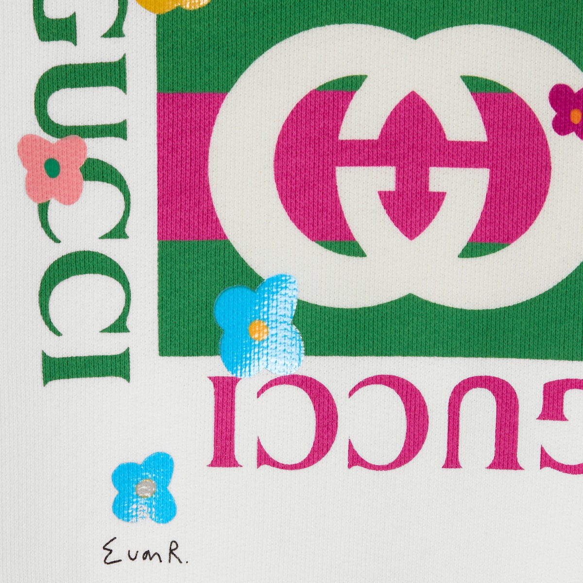 チルドレンズ〕プリント コットン スウェットシャツ ・ホワイト