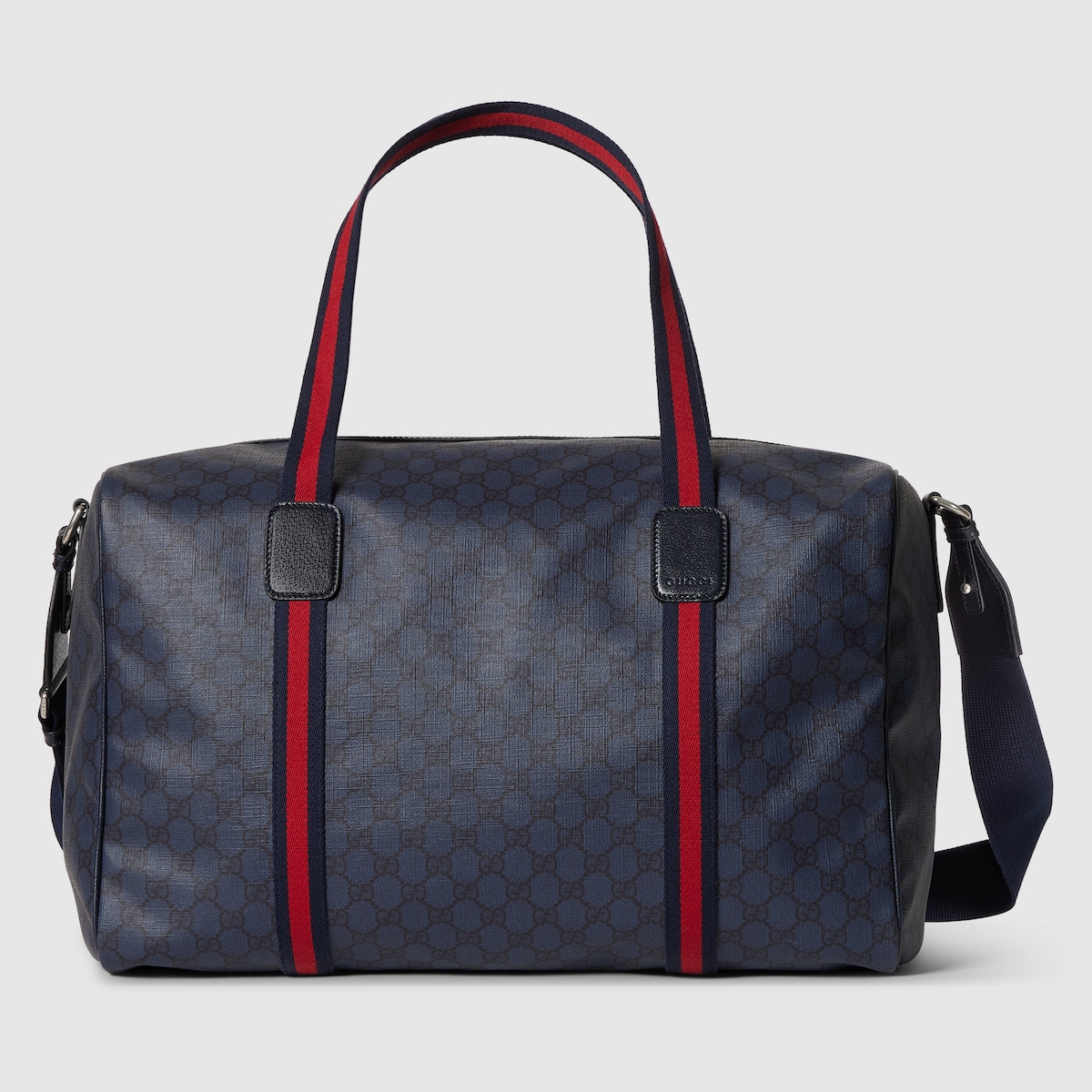 Medium duffle bag with Web in dark blue GG Supreme | GUCCI® US