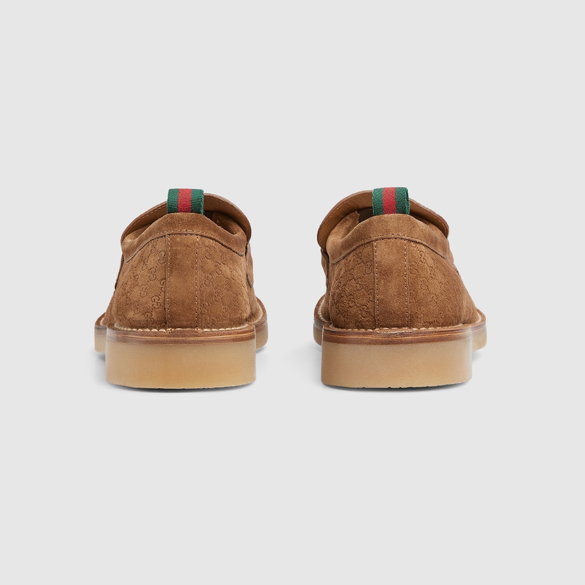 Men's loafer with Web in camel GG suede | GUCCI® US