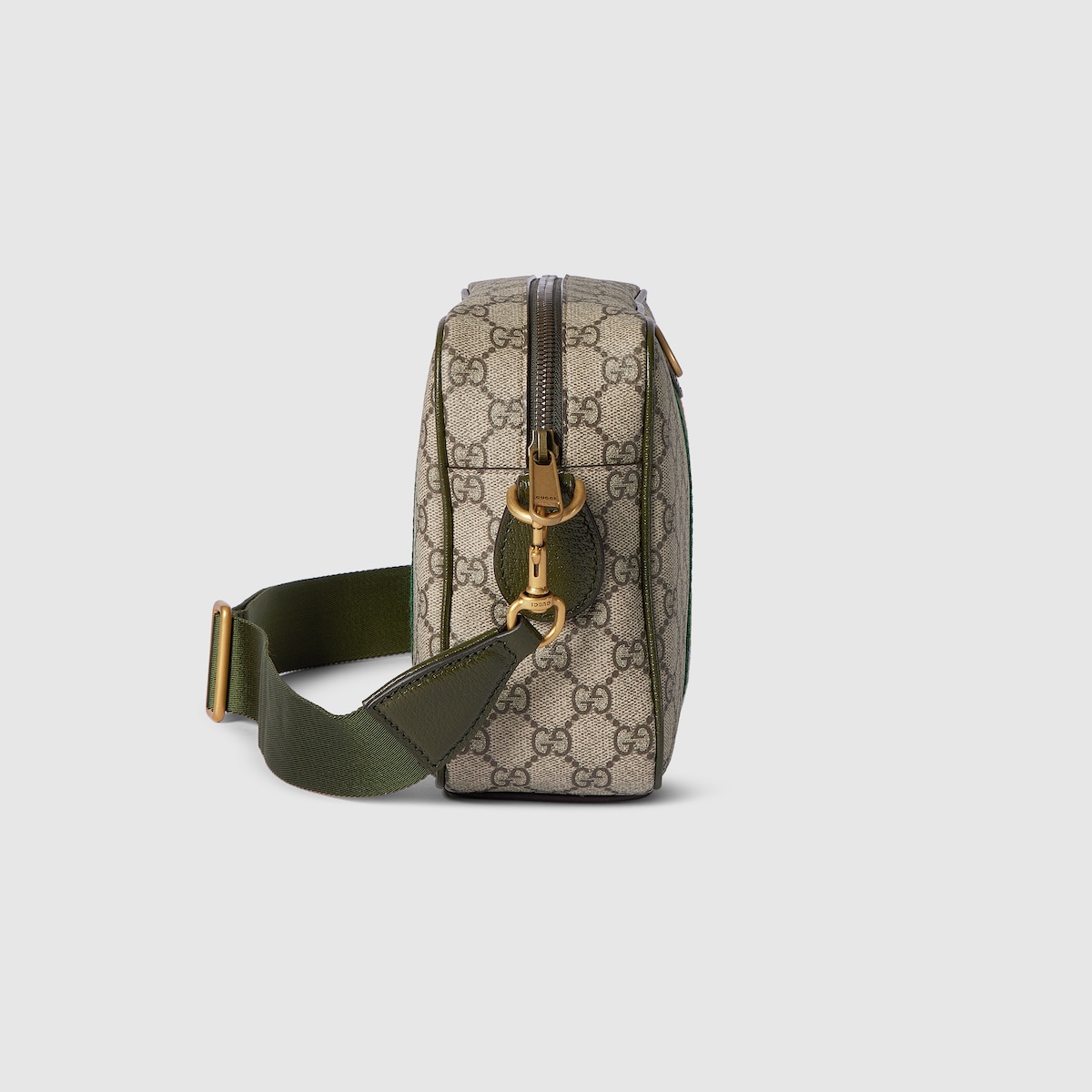 Ophidia medium crossbody bag in beige and dark brown fabric
