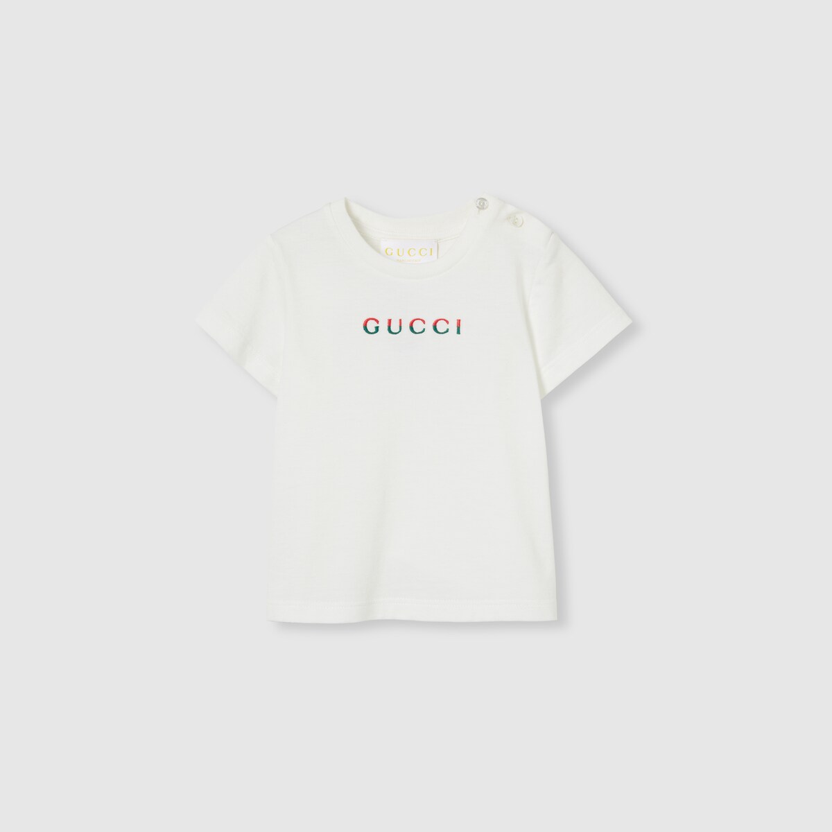 Baby cotton T-shirt with embroidery in light grey - thumbnail 4