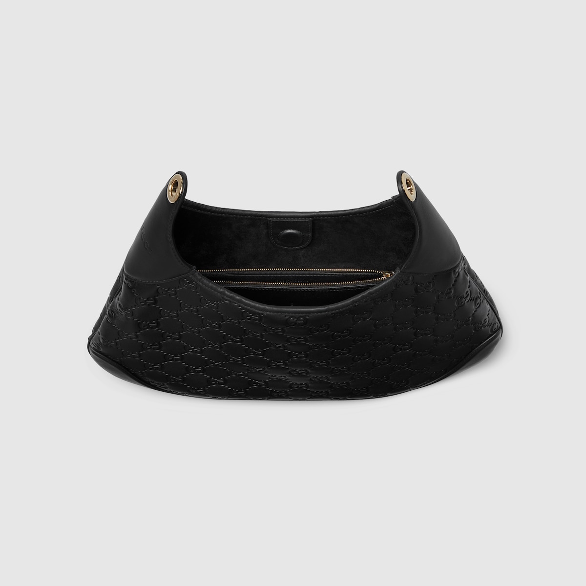 Gucci B medium shoulder bag in black GG leather | GUCCI® US