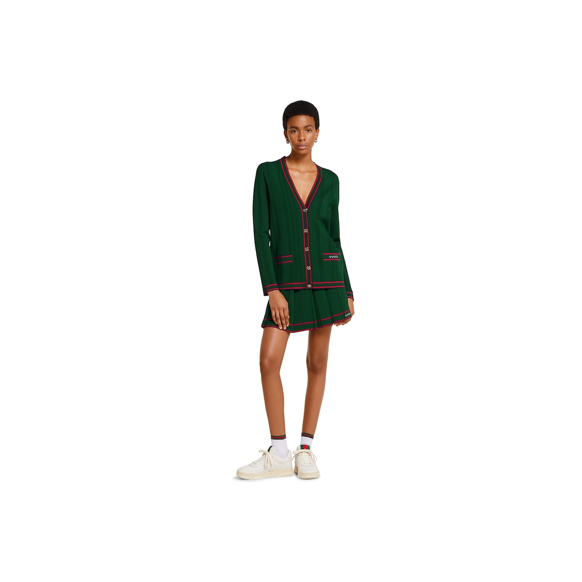 Cardigan with striped trim