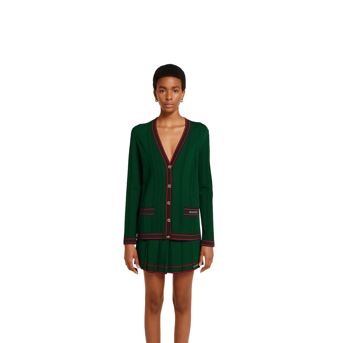 Cardigan with striped trim