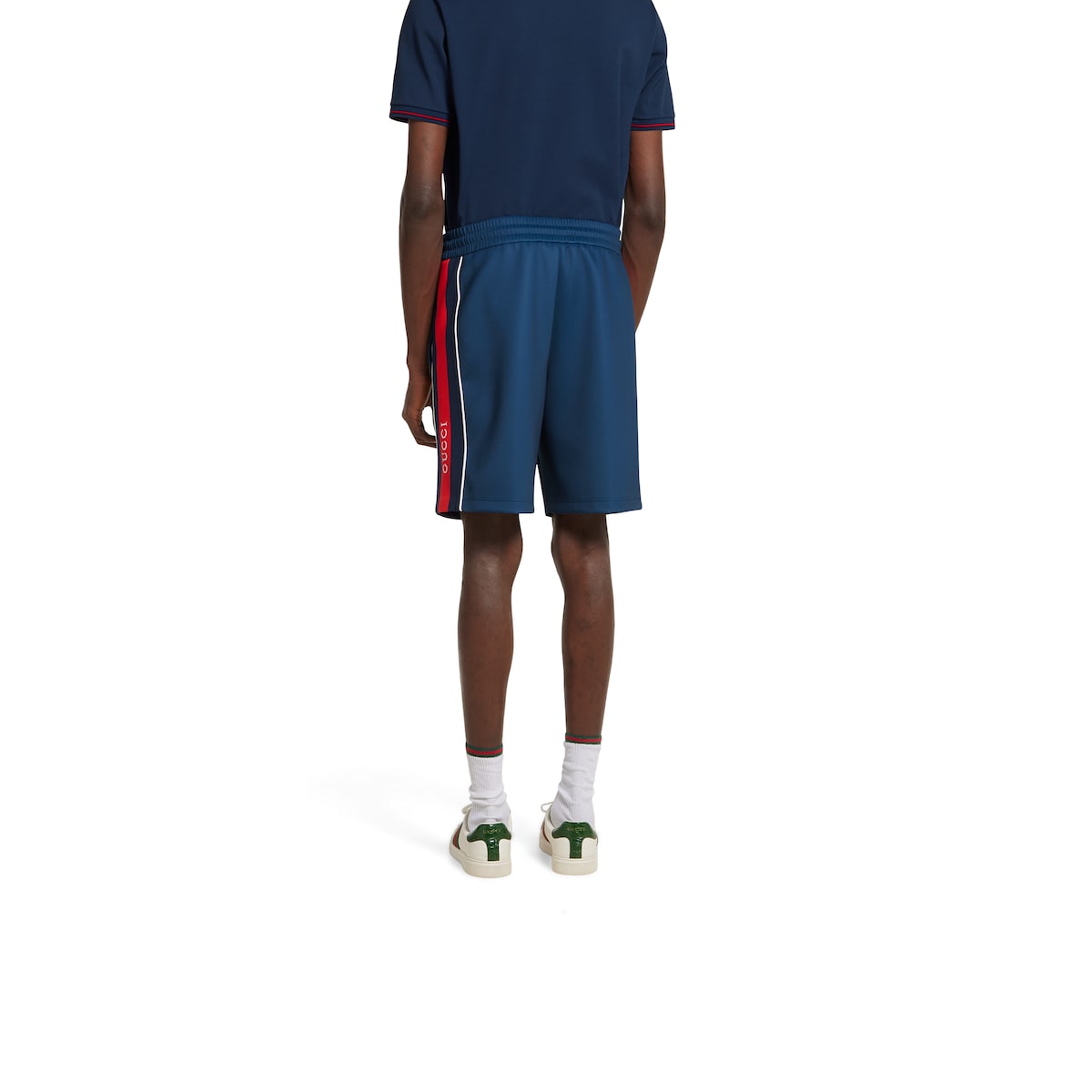 Neoprene shorts with Web in dark blue | GUCCI® US