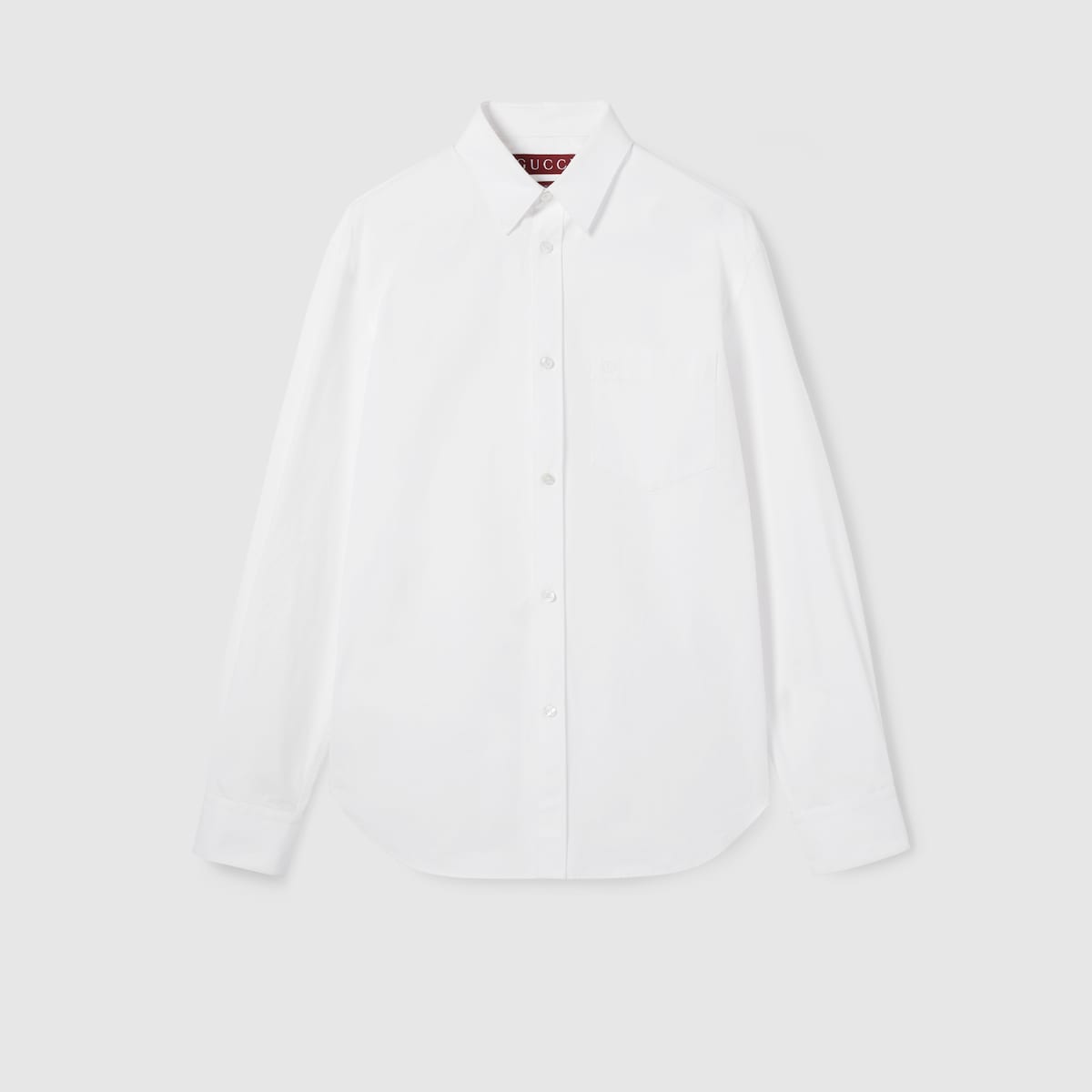 GUCCI 専用 Heavy cotton poplin shirt with embroidery in white | GUCCI® SI