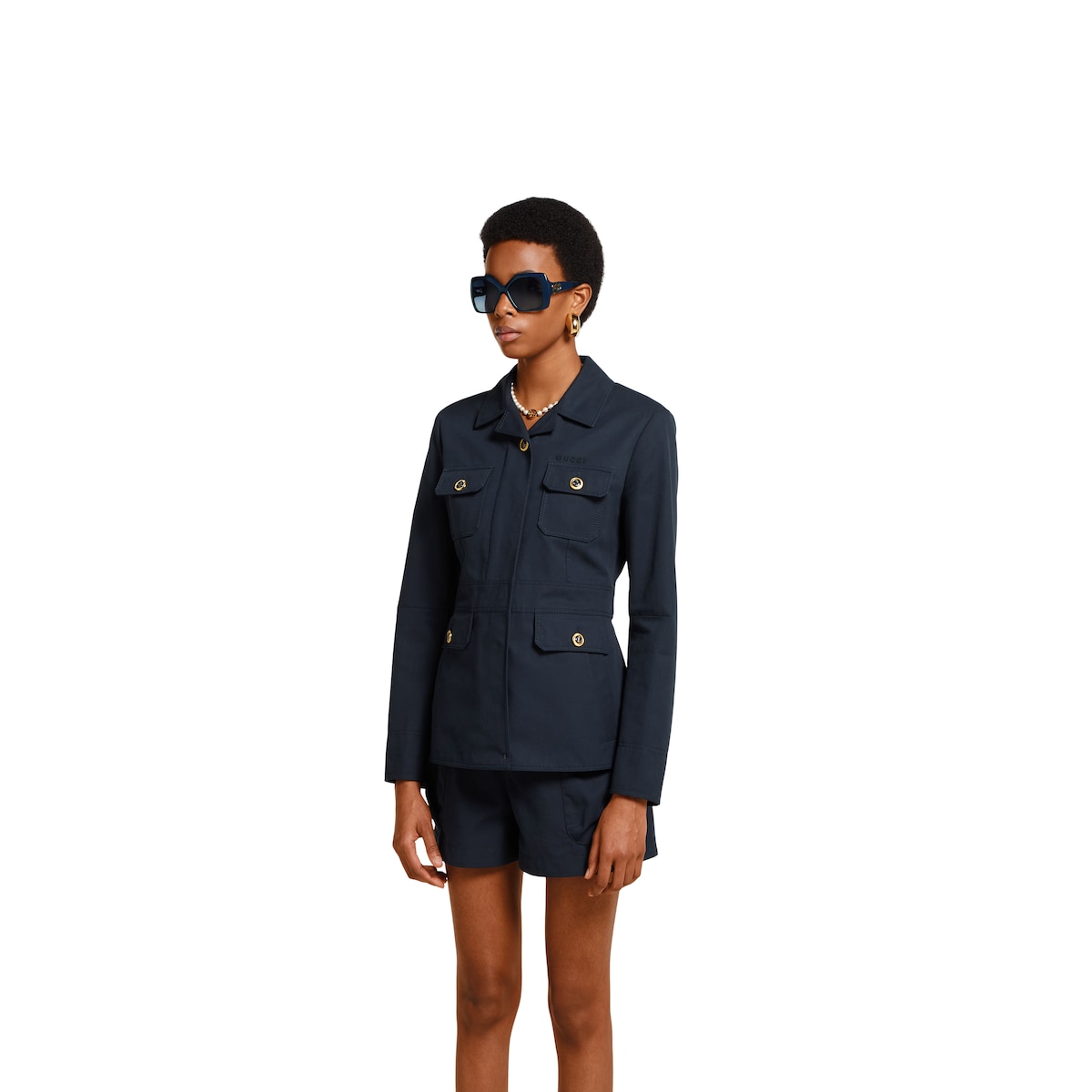 Cotton canvas jacket with embroidery