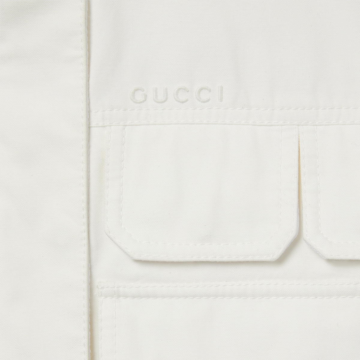 Light cotton canvas gilet with embroidery in off white