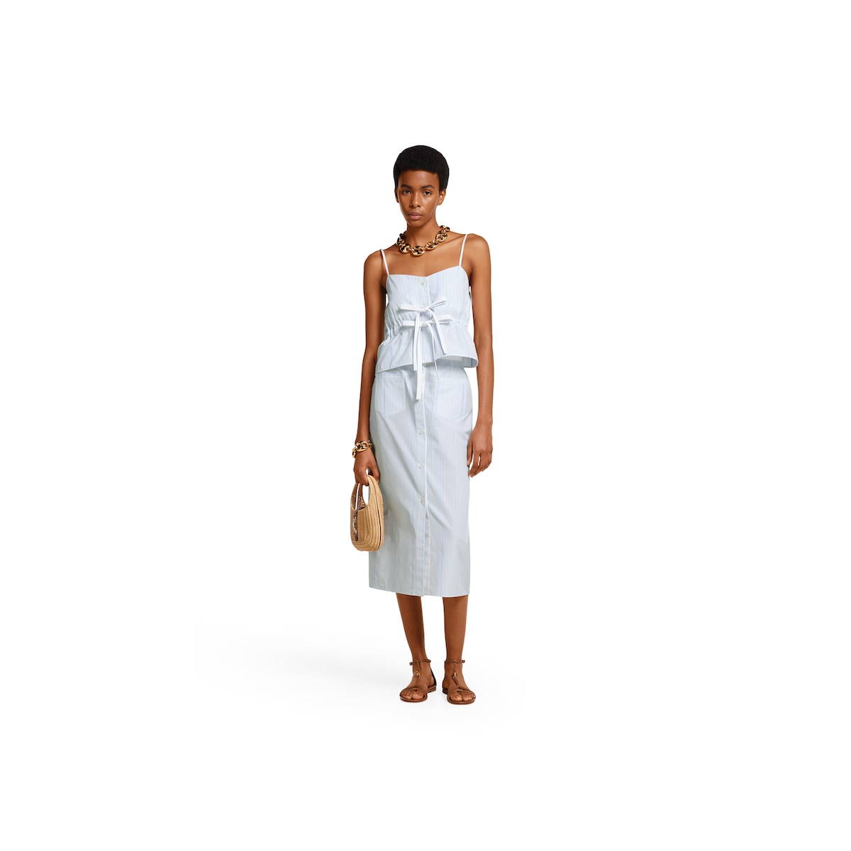 注目の新作♪【GUCCI】GUCCI コットン フィルクーペ スカート Gucci cotton fil coupé skirt in white and light blue | GUCCI® US