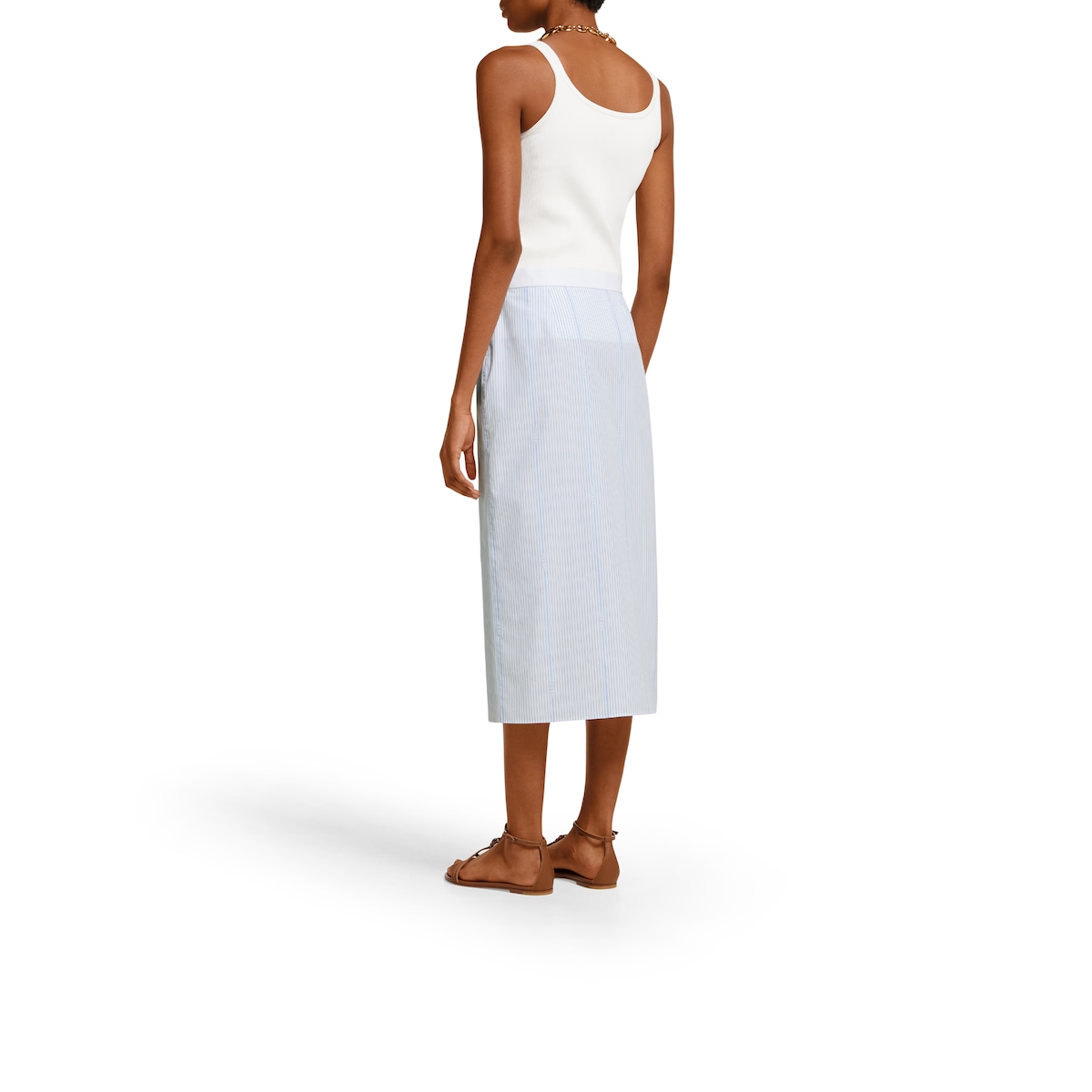 Gucci cotton fil coupé skirt in white and light blue | GUCCI® US