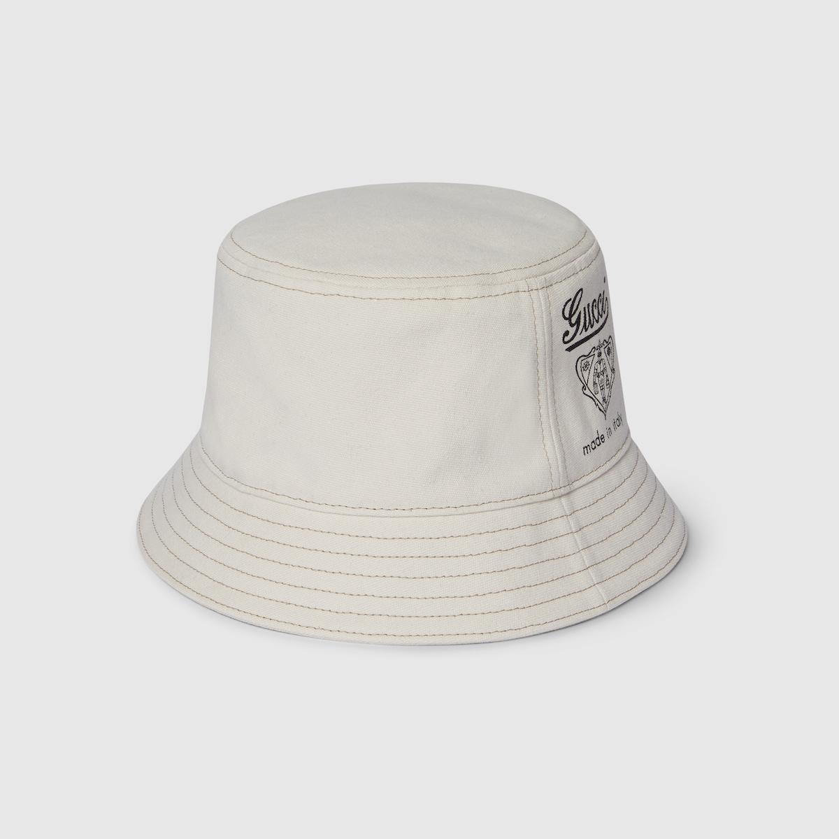 ハット GUCCI Printed Cotton Blend Hat Gucci Logo Print Cotton Bucket Hat - Runway Catalog