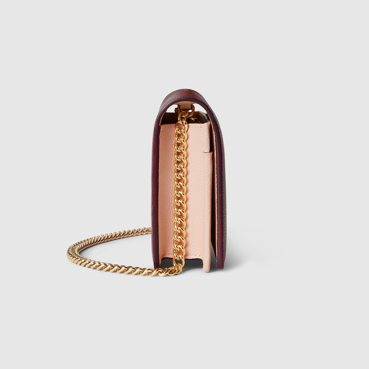 GG Marmont wallet on chain in Rosso Ancora red and pink