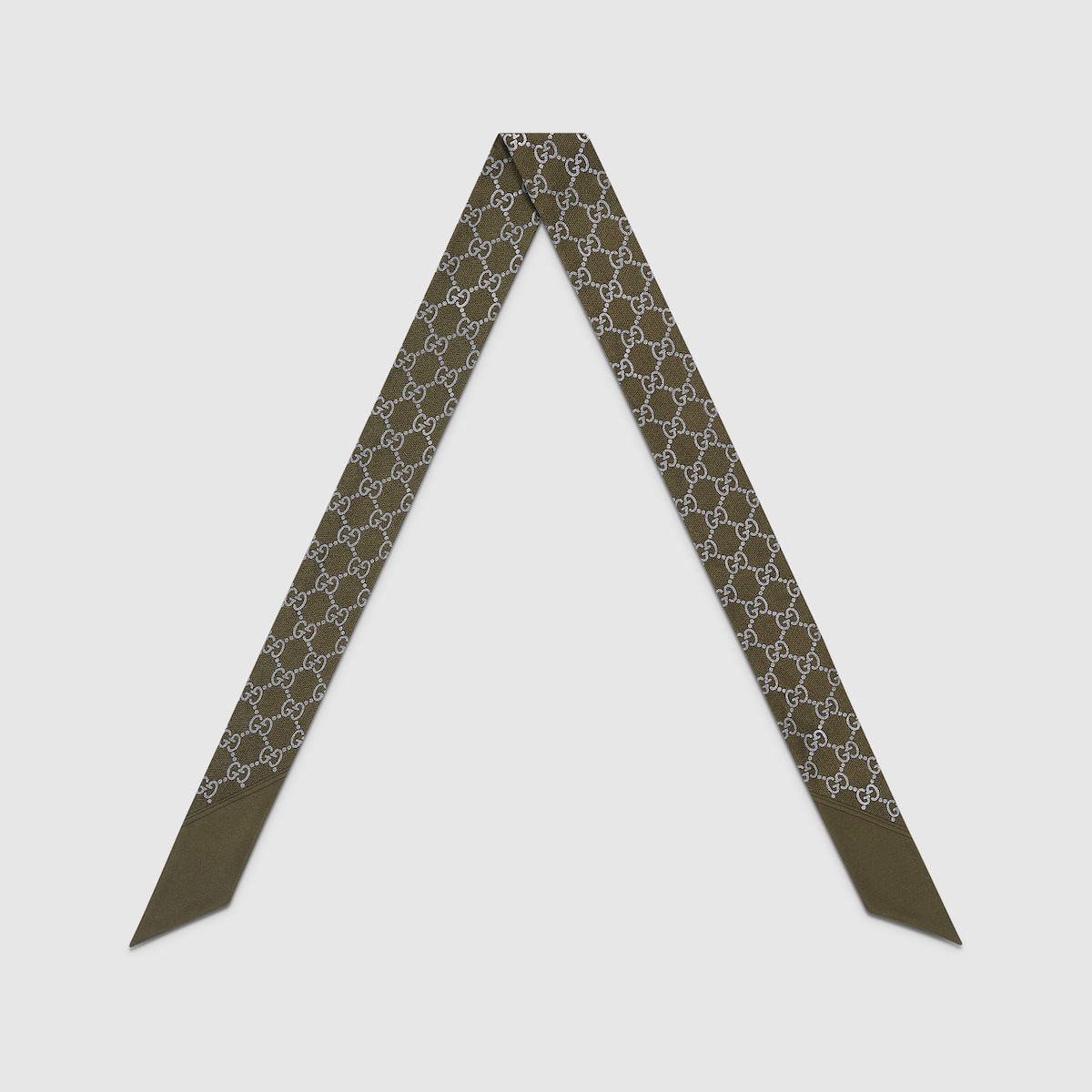 Printed silk neck bow in dark green | GUCCI® US