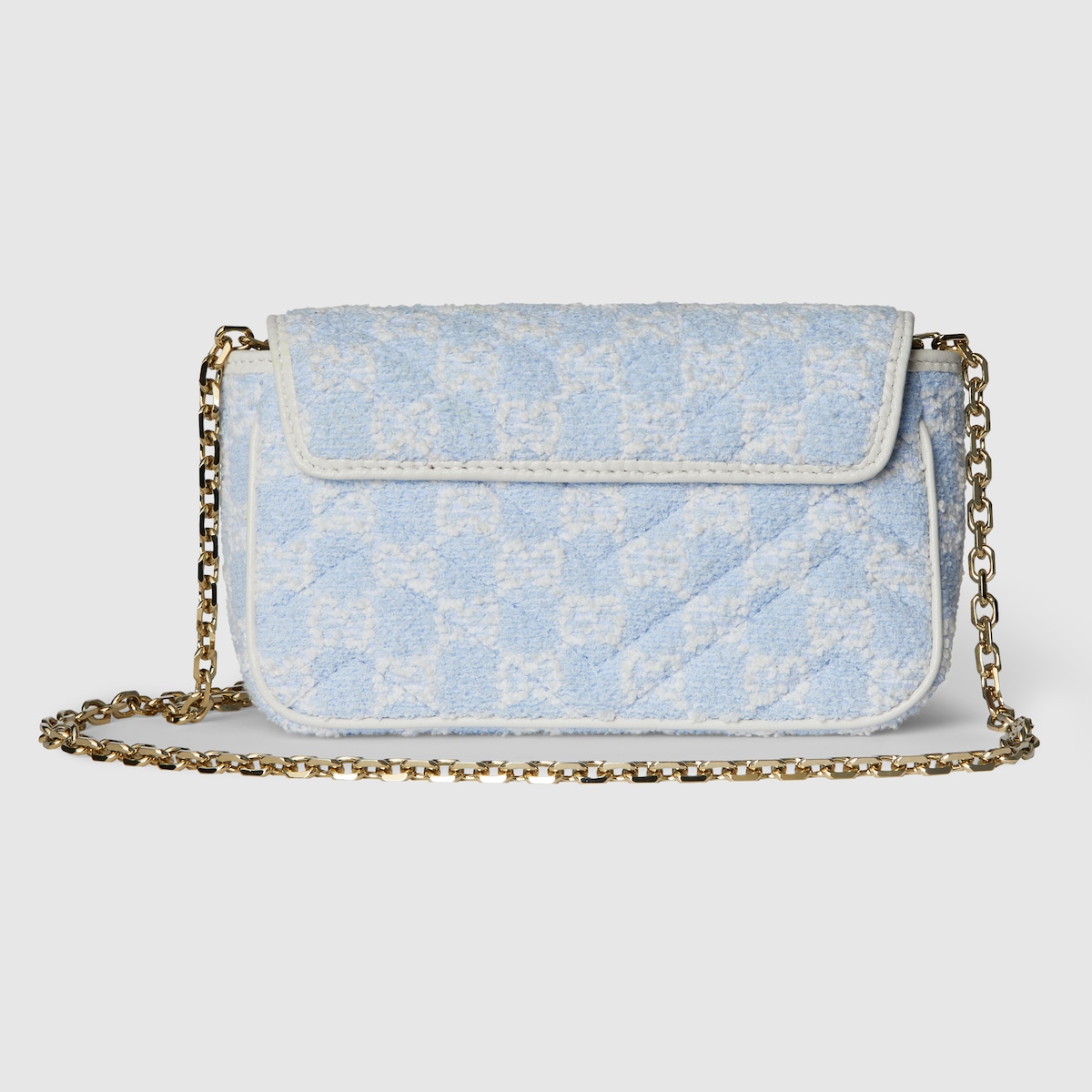 GG Marmont mini shoulder bag in light blue and white GG