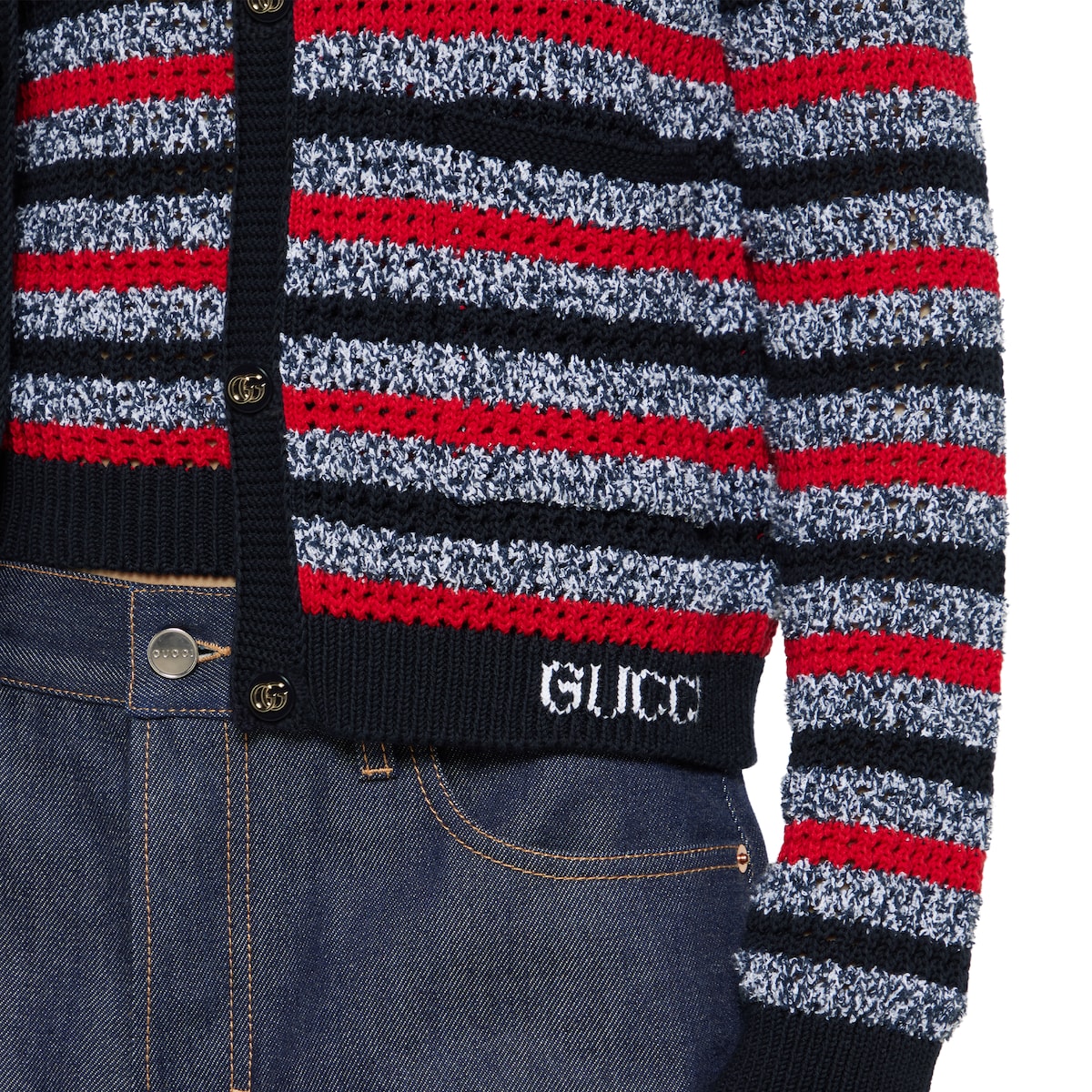 【送料&関税込】Gucci Cardigan With Intarsia Wool cardigan with GG intarsia in grey | GUCCI® US