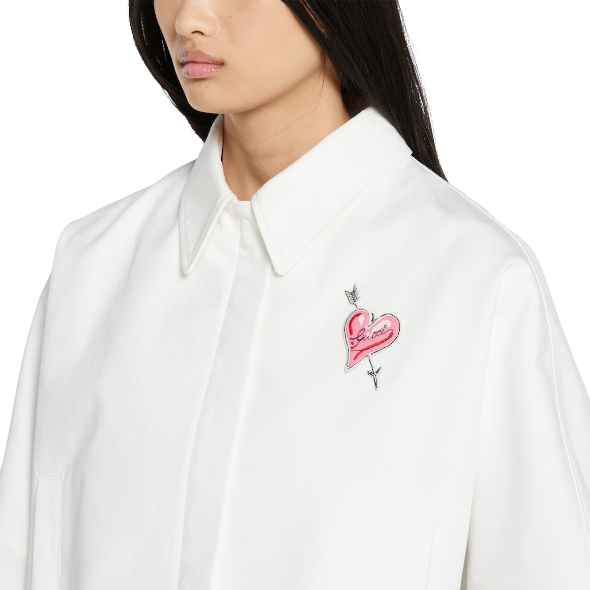 Cotton canvas jacket with patch