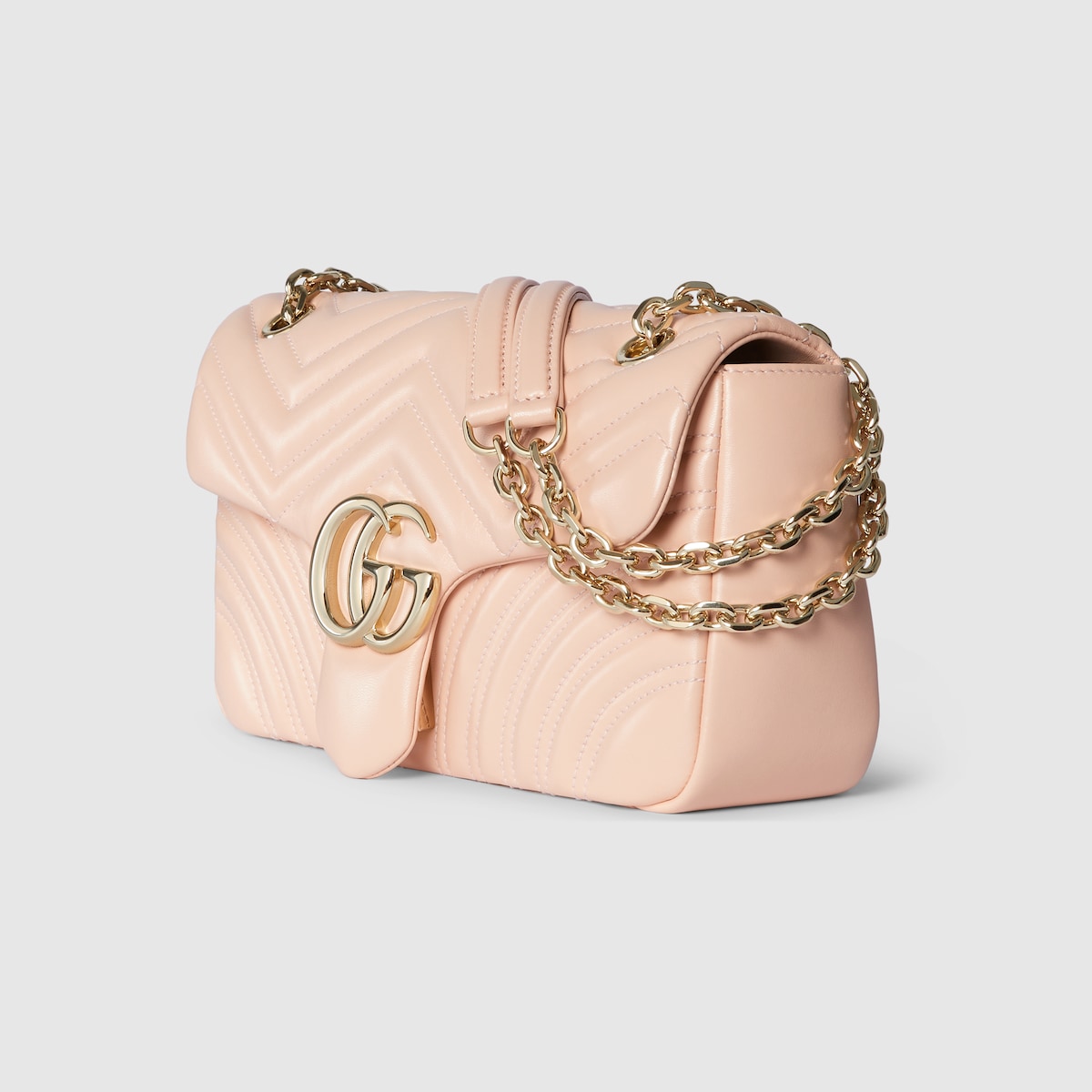 GGマーモント〕ミディアム ショルダーバッグ ・ソフトピンク レザー