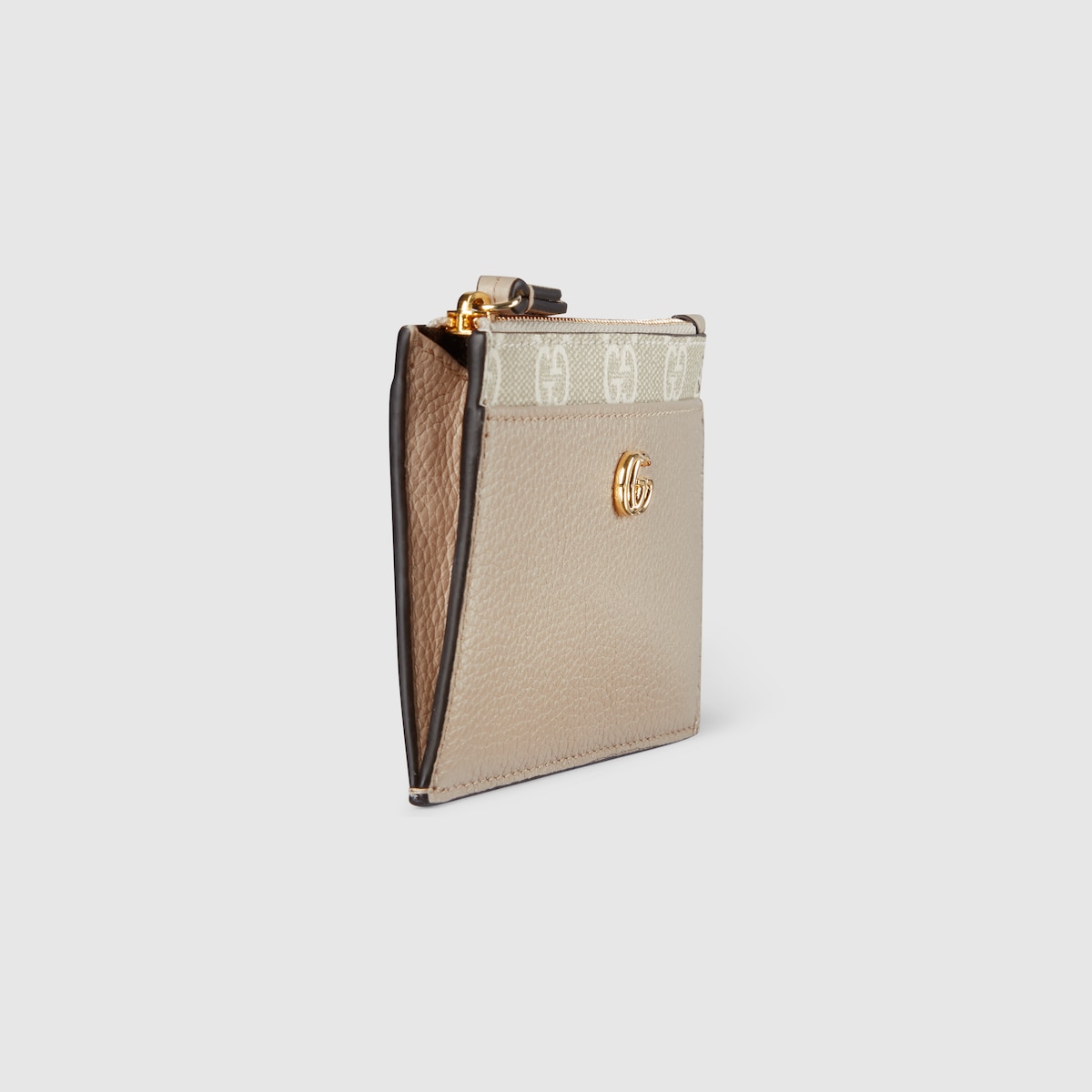 GUCCI GG キーポーチ ベージュ/ブラウン GGエンブレム〕キーポーチ ・ベージュ＆ダークブラウン