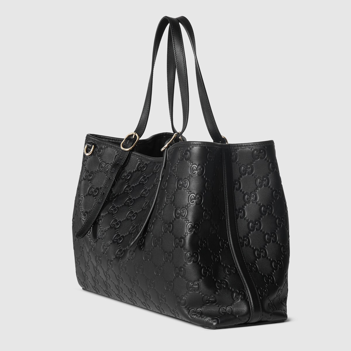 GUCCI 25S EMBLEM LARGE BAG 38 IN BEIGE AND BLACK CALFSKIN
