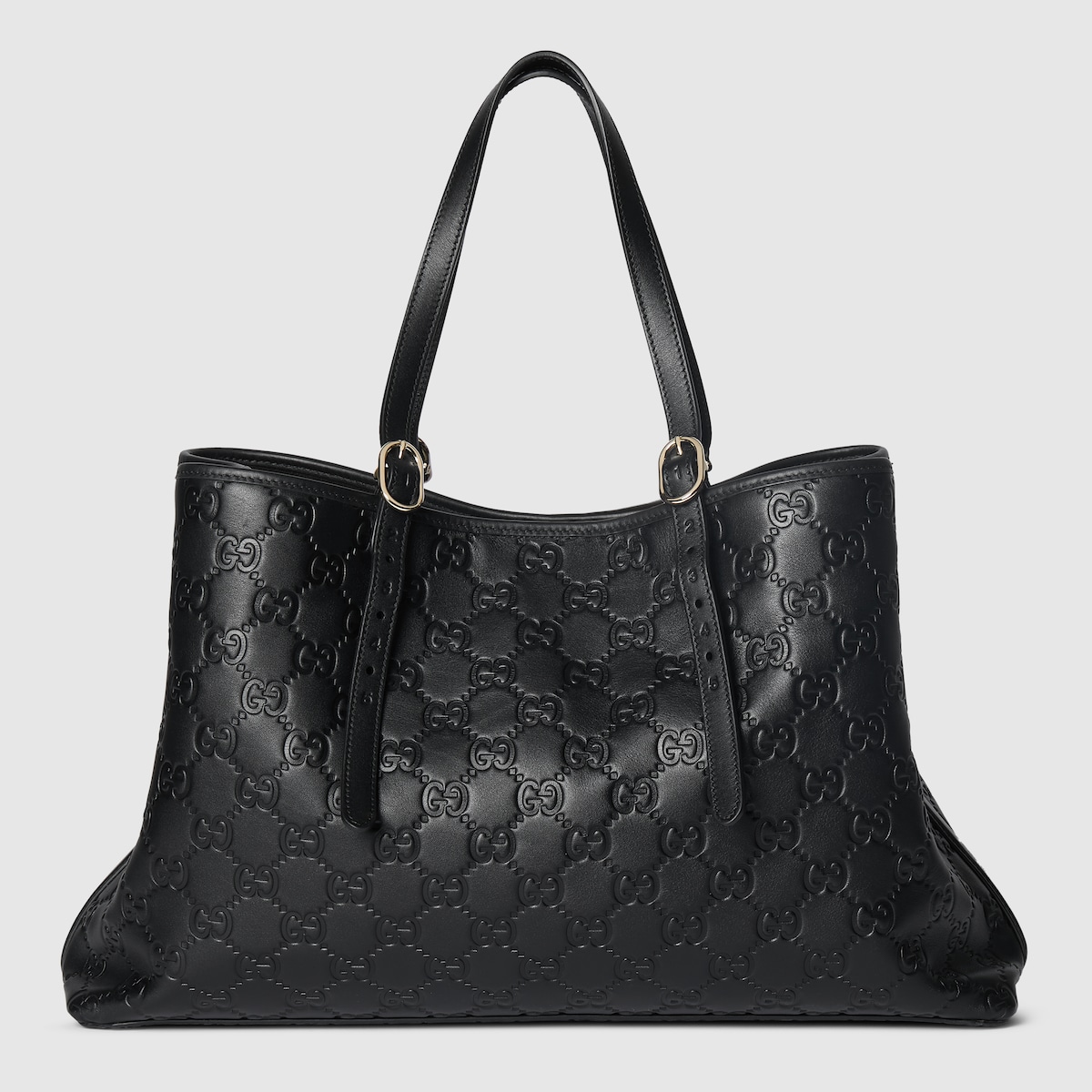 トートバッグ GUCCI GG EMBLEM SMALL SHOPPING BAG IN GG LEATHER GG Emblem small shoulder bag in beige and dark brown fabric